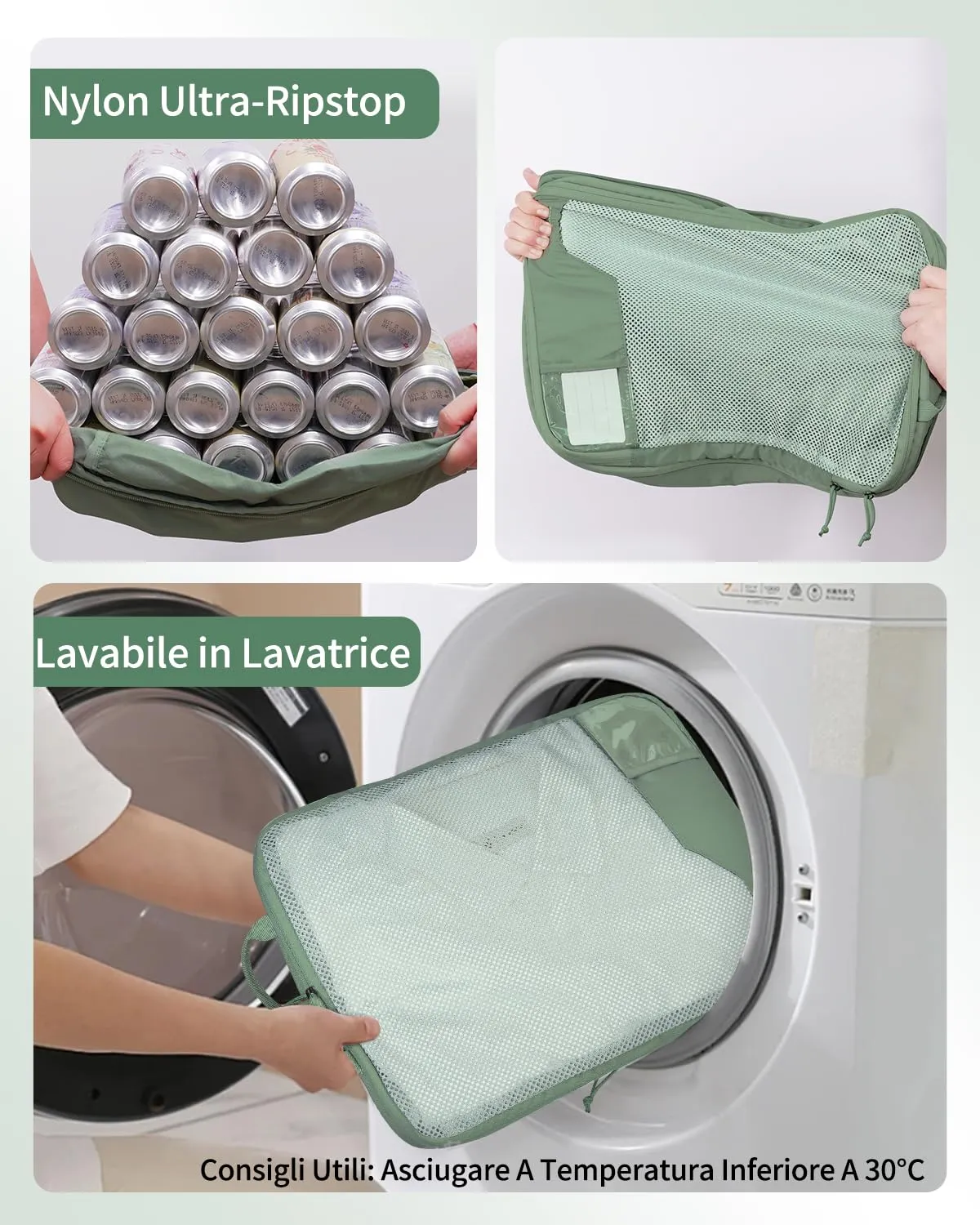 ECOHUB 4 Pezzi Organizer Valigie Salvaspazio a Compressione, Packing Cubes - immagine 4