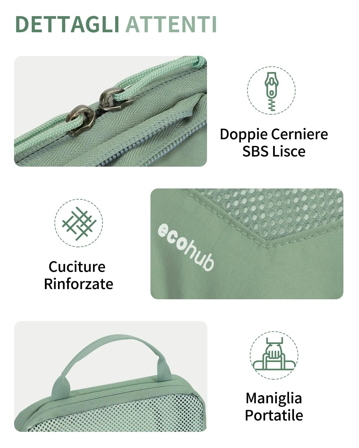 ECOHUB 4 Pezzi Organizer Valigie Salvaspazio a Compressione, Packing Cubes - immagine 7