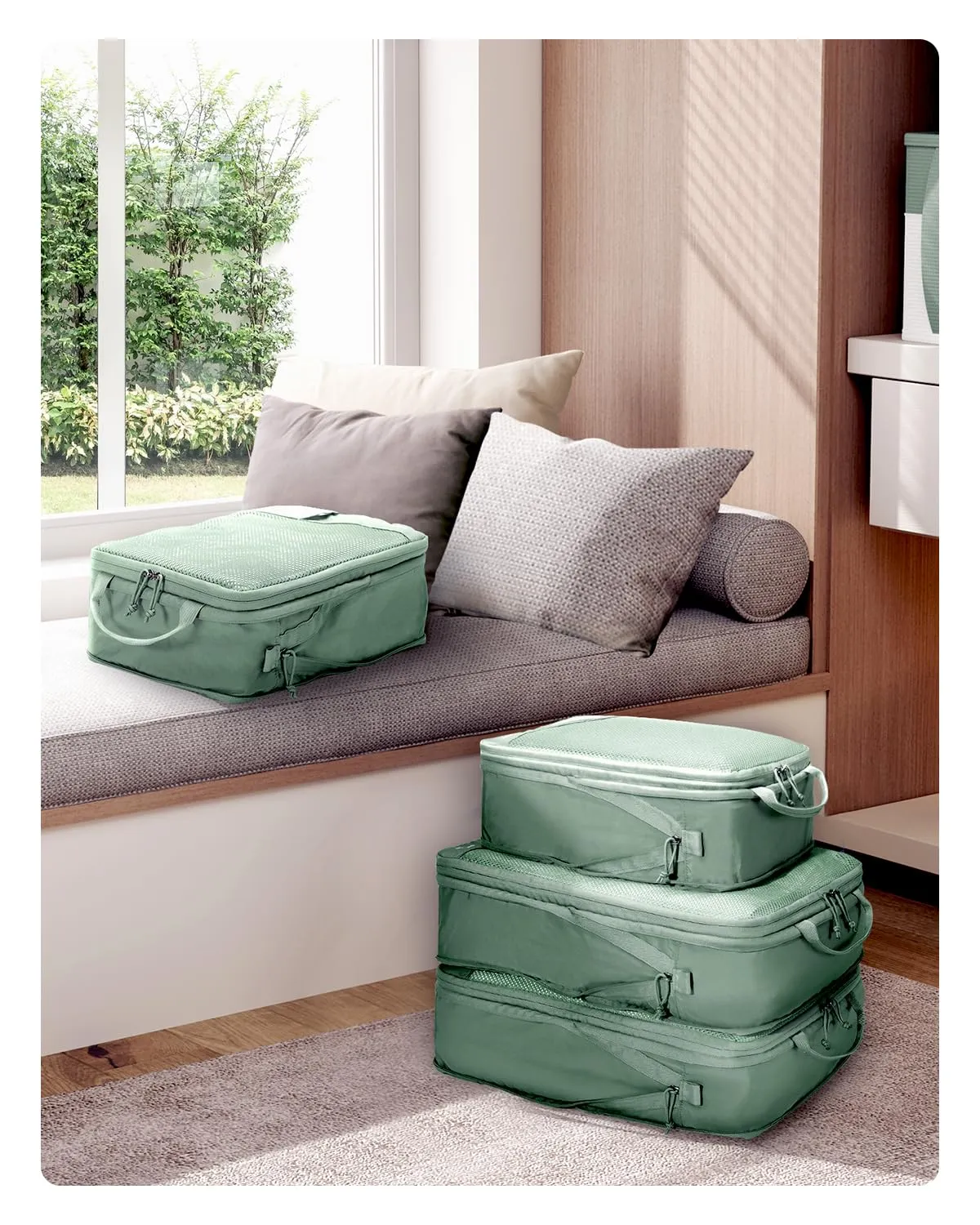 ECOHUB 4 Pezzi Organizer Valigie Salvaspazio a Compressione, Packing Cubes - immagine 9