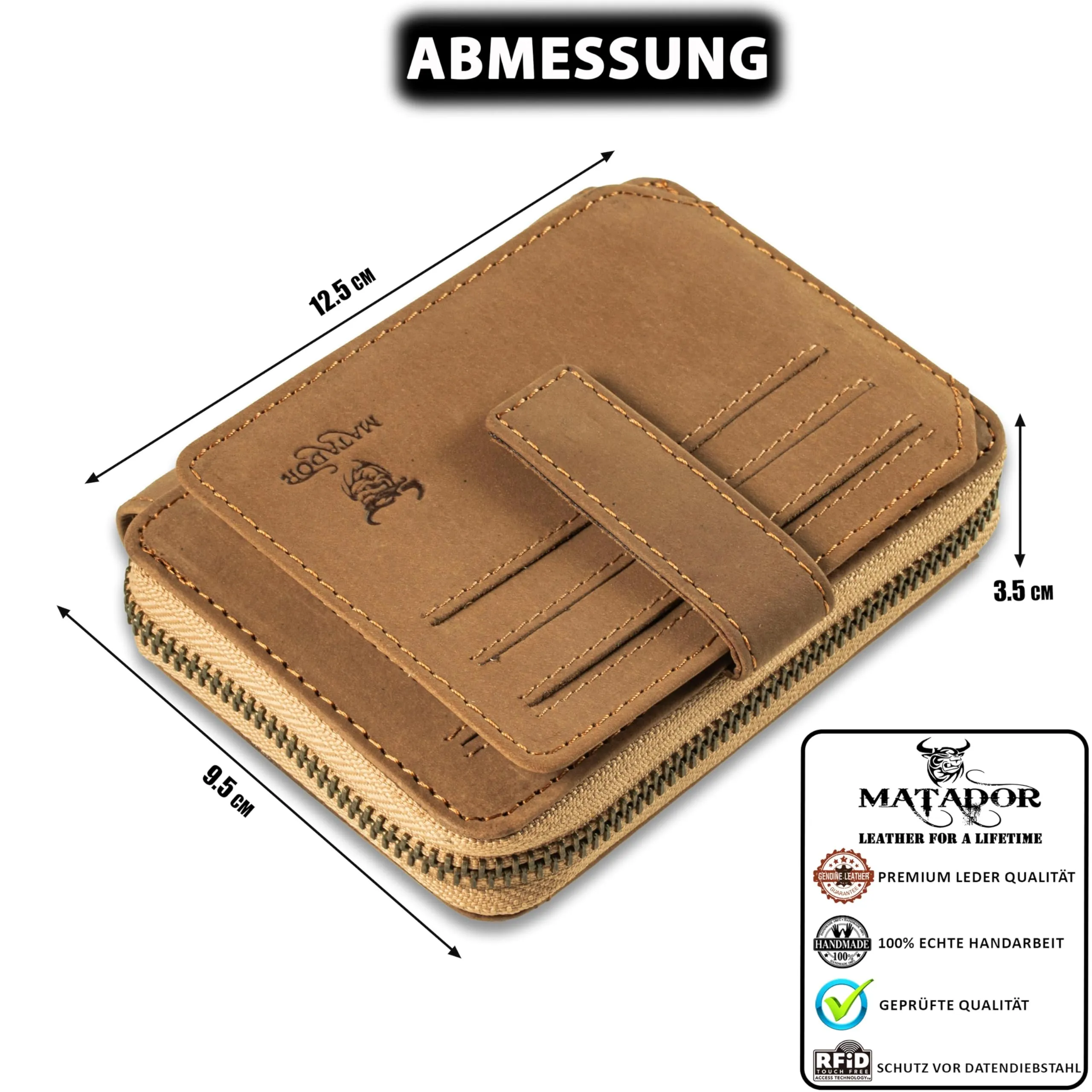 Matador Portafoglio Uomo con Portamonete Pelle RFID Marrone Chiaro NextGen - immagine 4