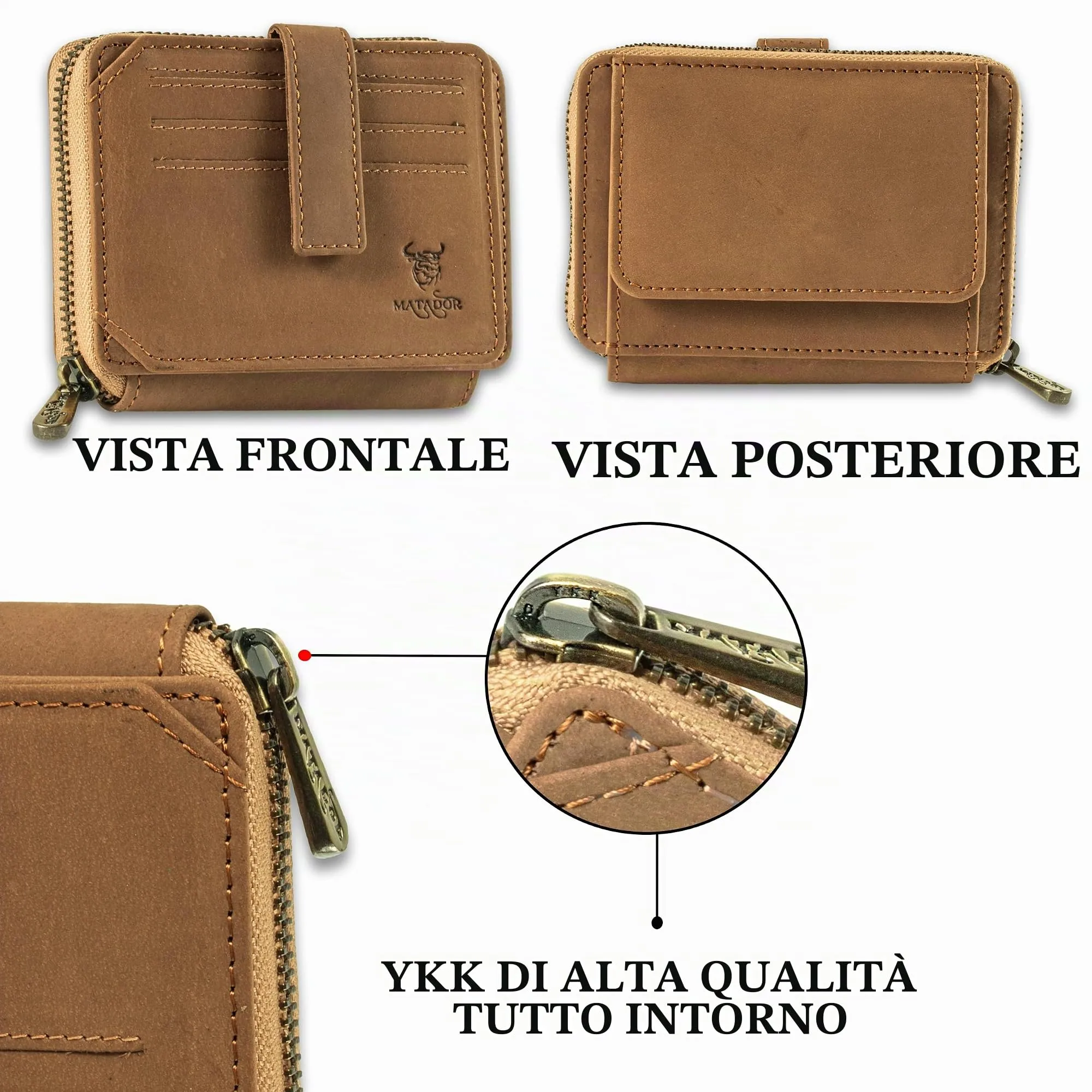 Matador Portafoglio Uomo con Portamonete Pelle RFID Marrone Chiaro NextGen - immagine 5