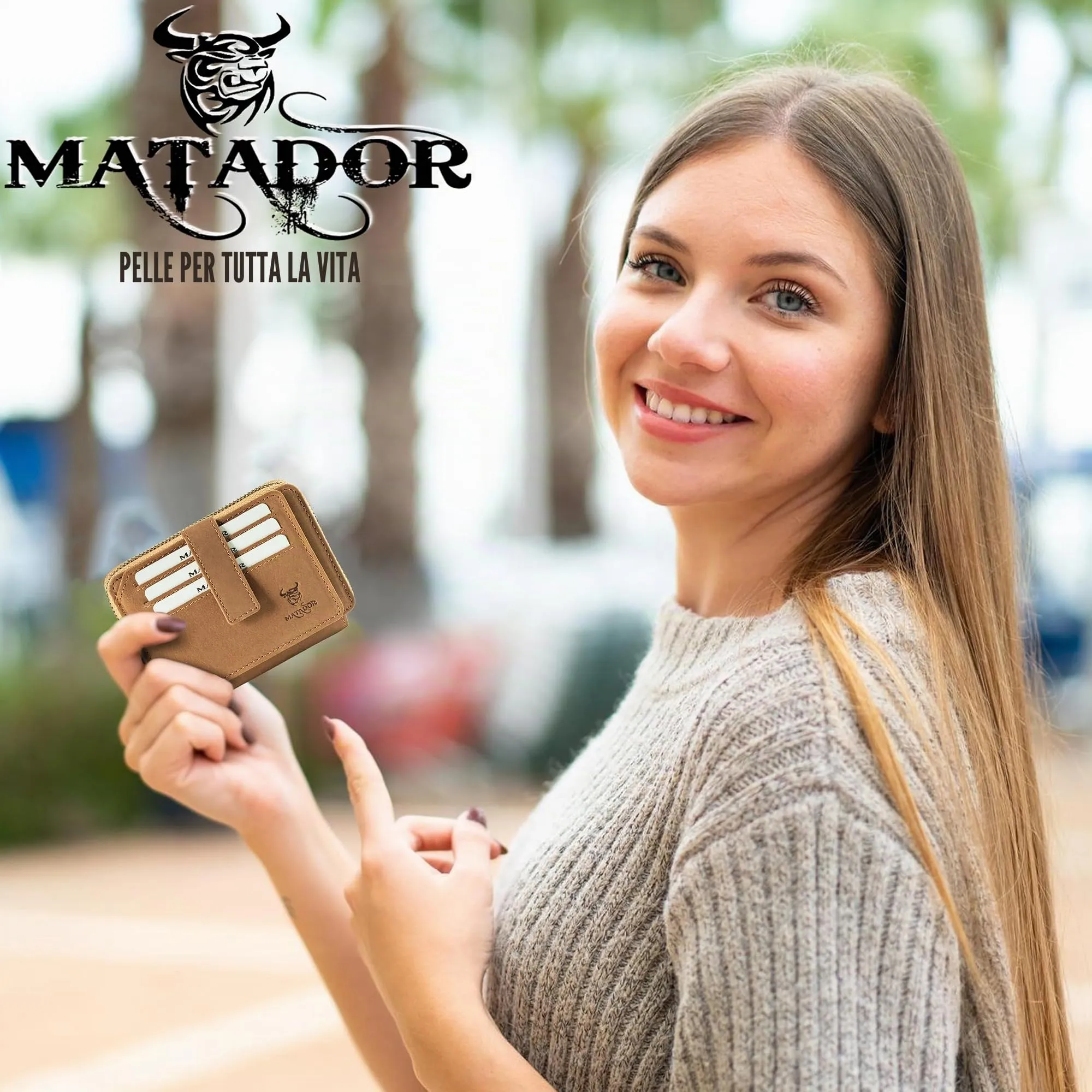 Matador Portafoglio Uomo con Portamonete Pelle RFID Marrone Chiaro NextGen - immagine 6