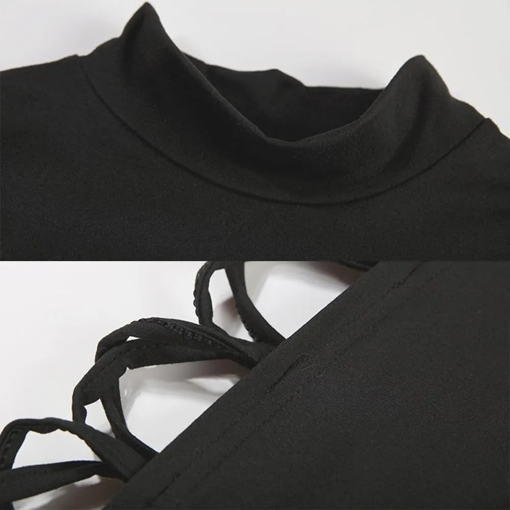 JasmyGirls Vestiti Sexy da Donna Senza Maniche con Spacco Alto Aderente Abiti per Halloween, Nero, L - immagine 5