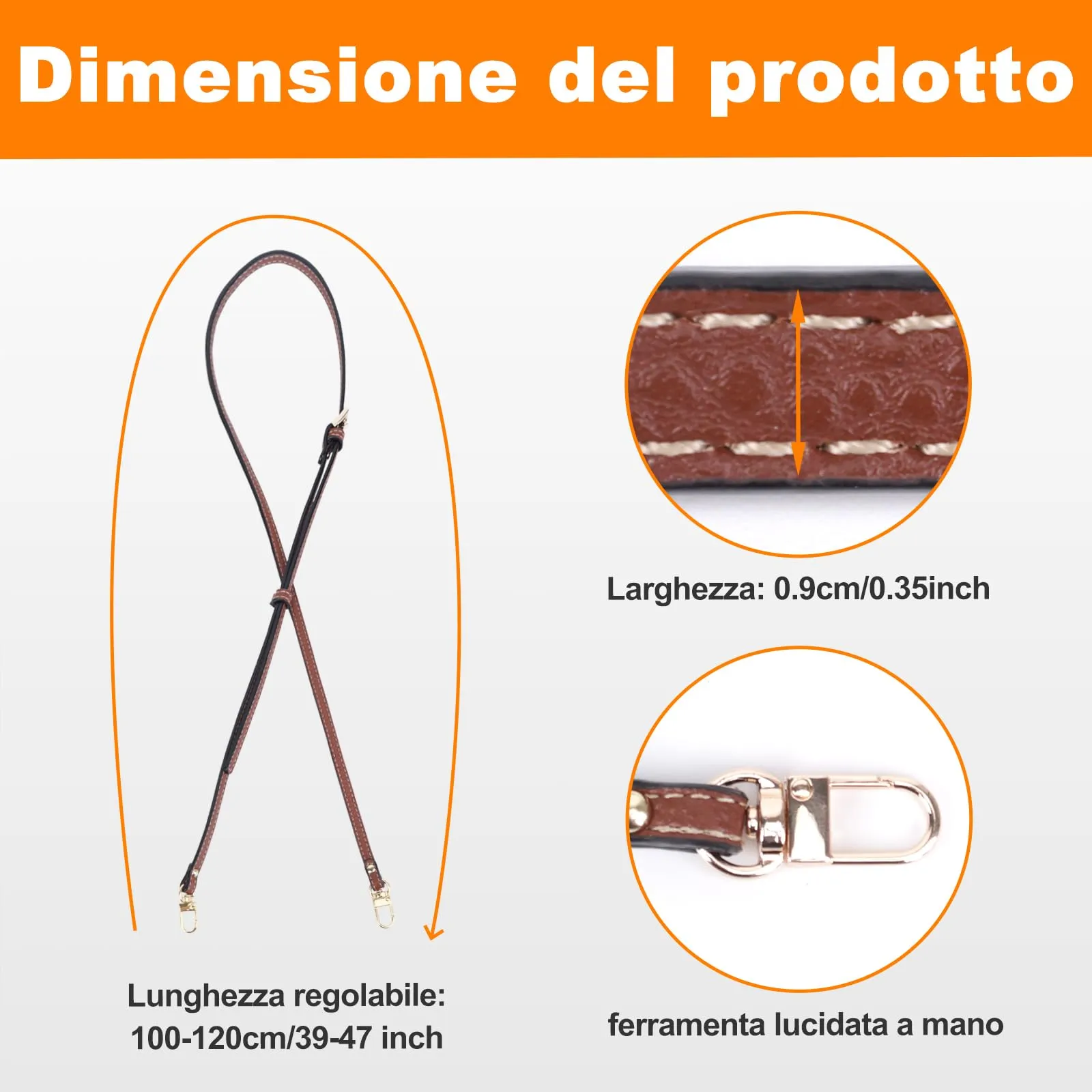 Tracolla per Longchamp Mini Borse, Non Perforato Pelle Tracolla per Borsa Donna Con Ganci, per Longchamp Le Pliage, Manici per Borsa,Strap for Longchamp - immagine 5