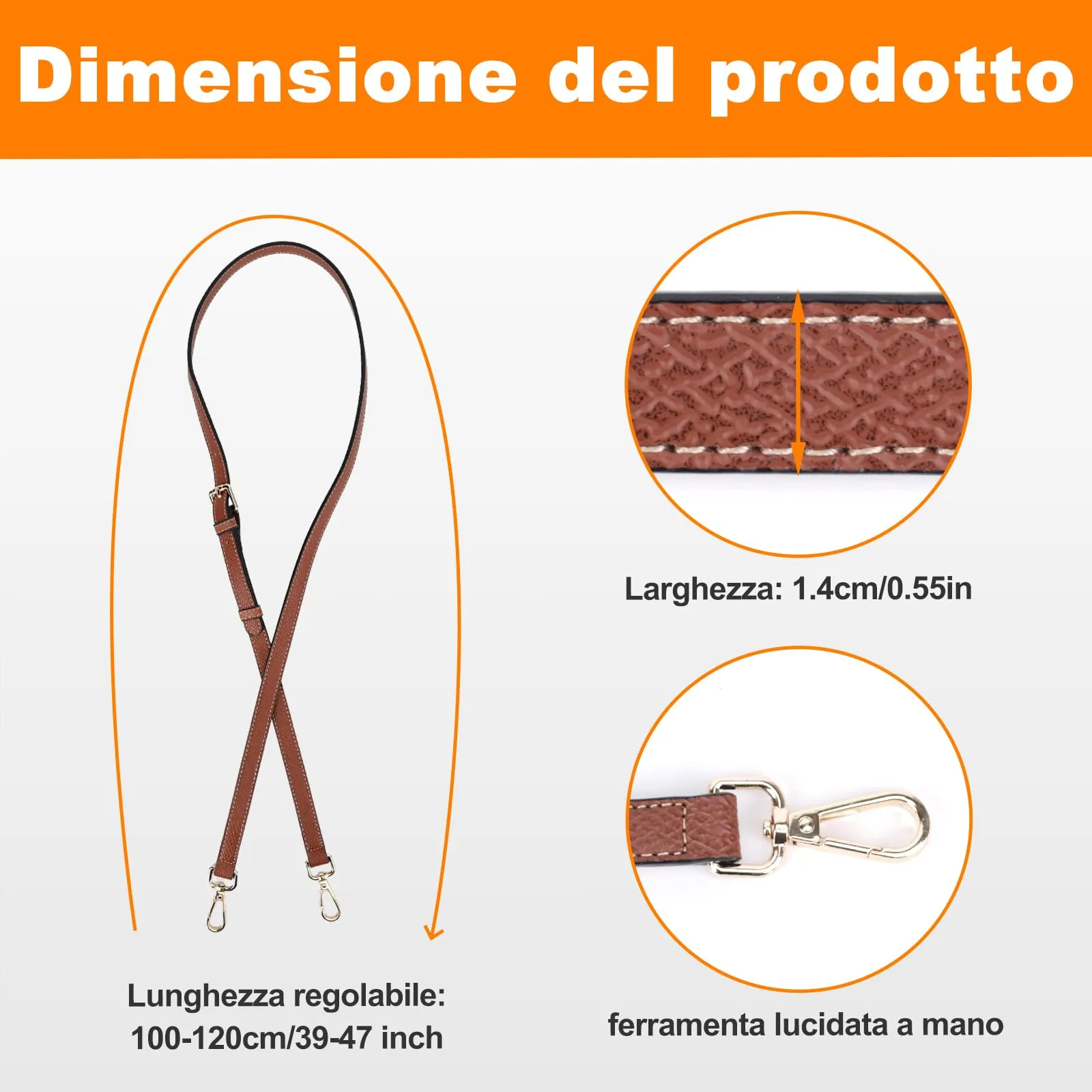 Tracolla per Longchamp Mini Borse, Regolabile Pelle Tracolla per Borsa Donna Con Ganci, Strap per Longchamp Le Pliage - immagine 5
