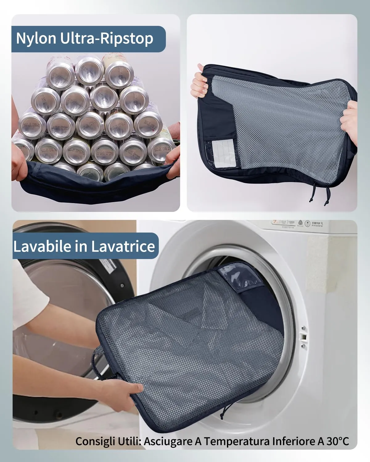 ECOHUB 4 Pezzi Organizer Valigie Salvaspazio a Compressione, Packing Cubes - immagine 4
