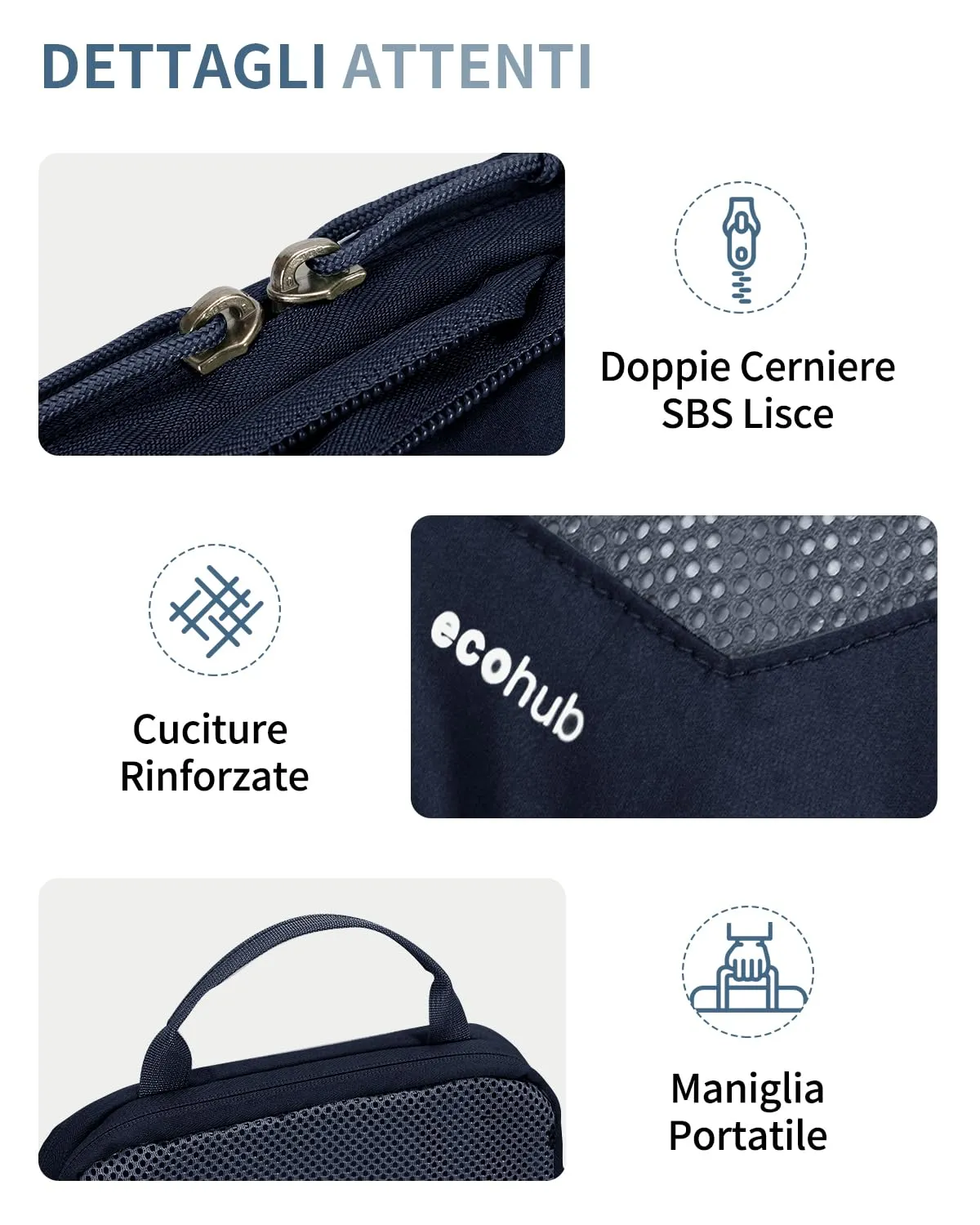 ECOHUB 4 Pezzi Organizer Valigie Salvaspazio a Compressione, Packing Cubes - immagine 7