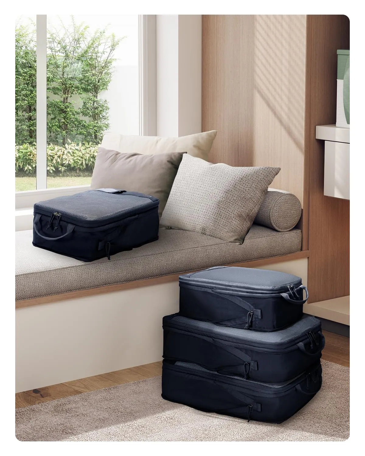 ECOHUB 4 Pezzi Organizer Valigie Salvaspazio a Compressione, Packing Cubes - immagine 9