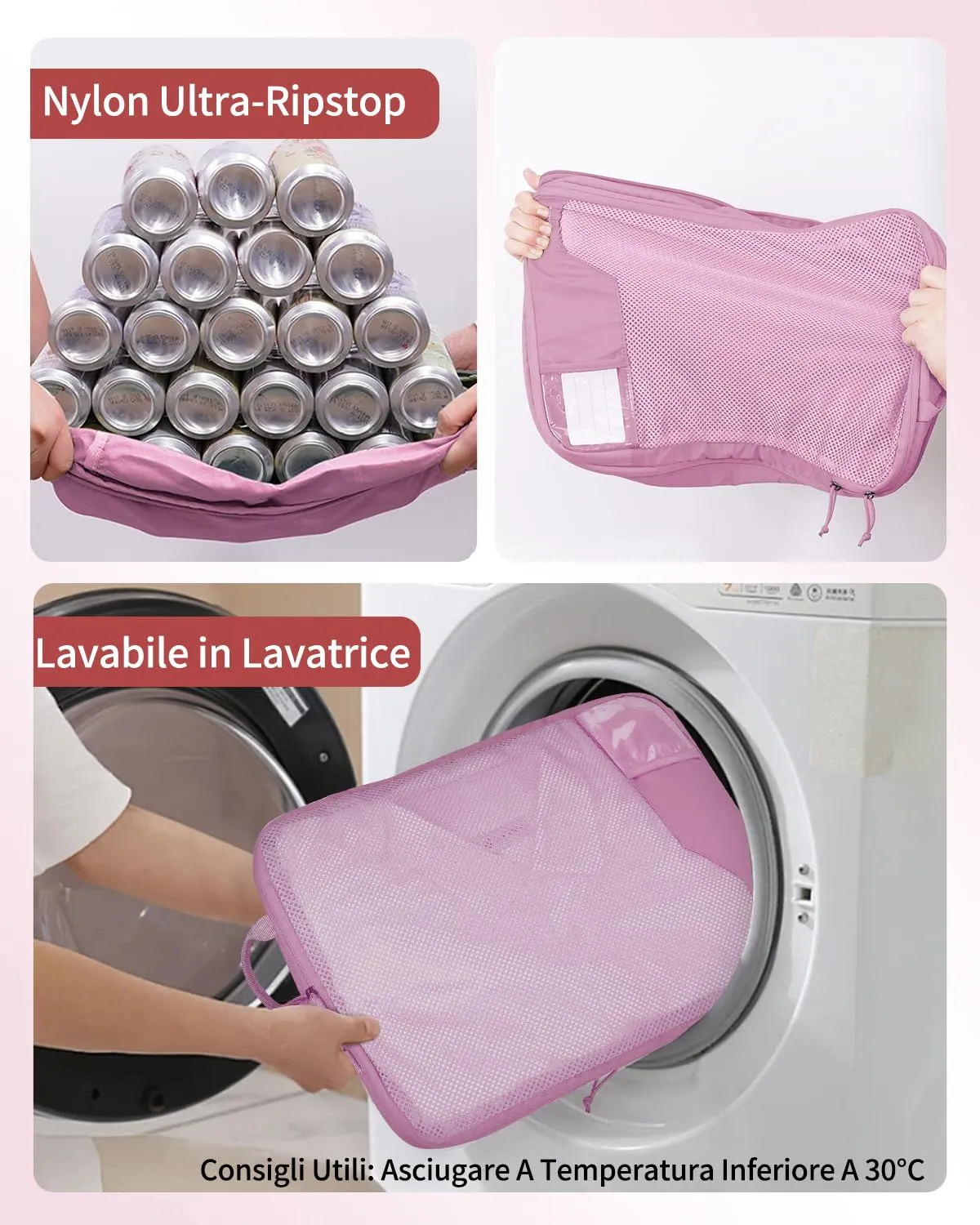 ECOHUB 4 Pezzi Organizer Valigie Salvaspazio a Compressione, Packing Cubes - immagine 4