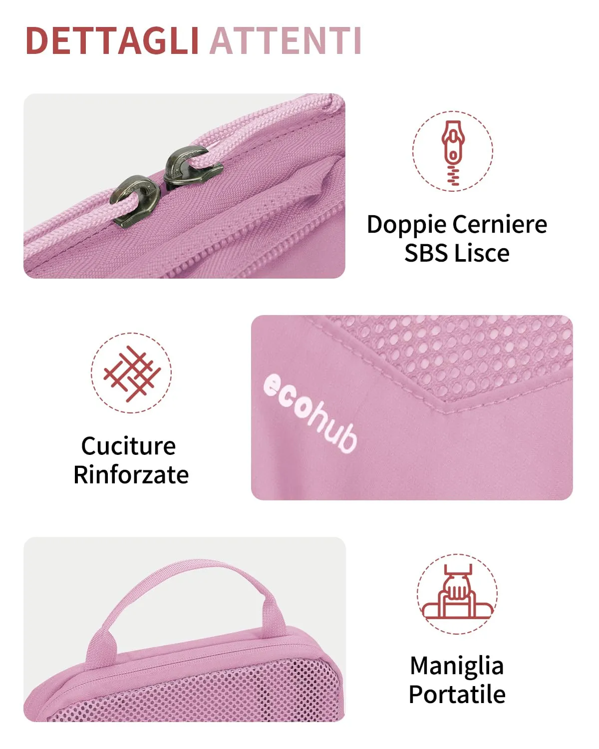 ECOHUB 4 Pezzi Organizer Valigie Salvaspazio a Compressione, Packing Cubes - immagine 7