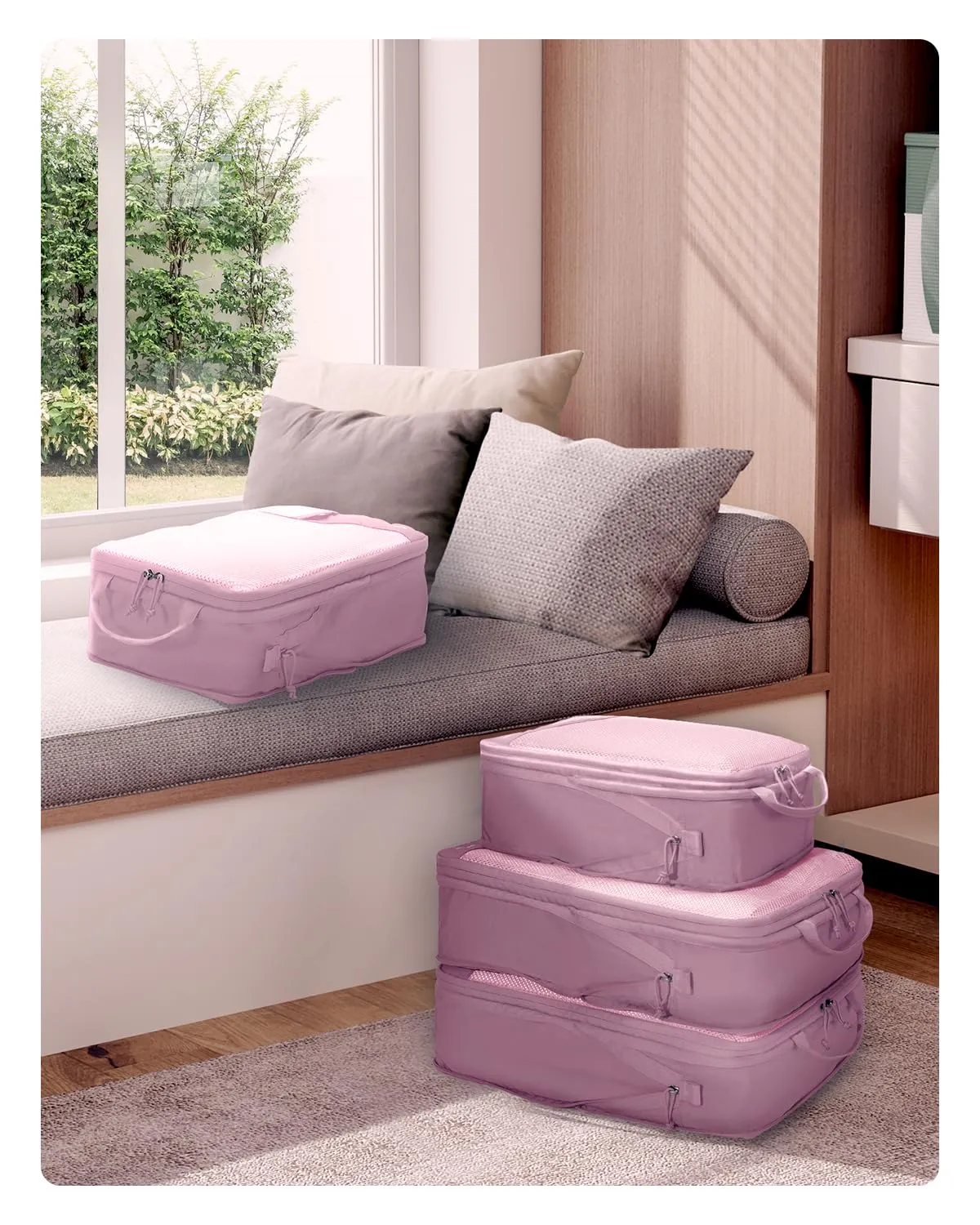ECOHUB 4 Pezzi Organizer Valigie Salvaspazio a Compressione, Packing Cubes - immagine 9