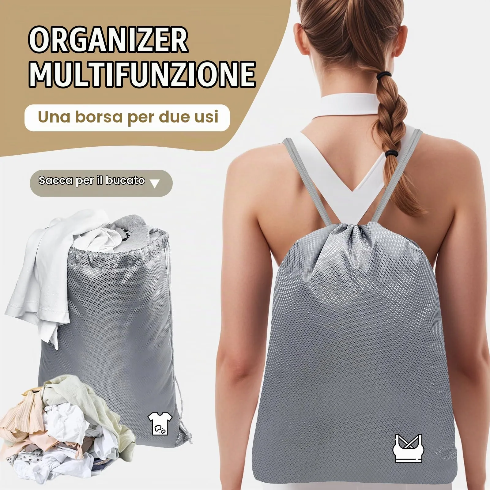 Organizer Valigia Compressione 8 Pezzi Packing Cubes Compression,Organizer Viaggio Salvaspazio Travel Accessori Grigio - immagine 4