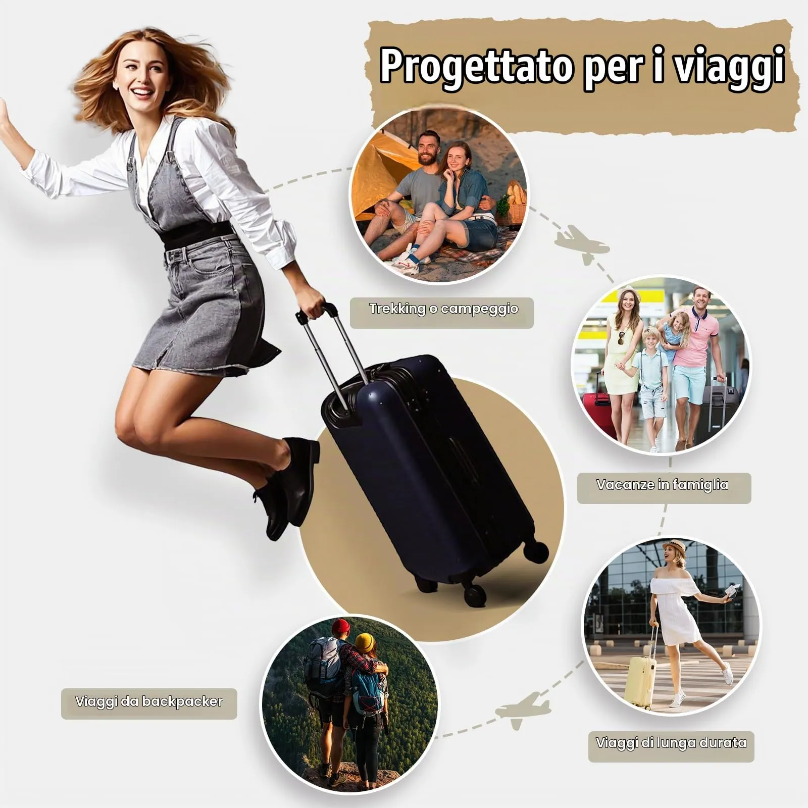Organizer Valigia Compressione 8 Pezzi Packing Cubes Compression,Organizer Viaggio Salvaspazio Travel Accessori Grigio - immagine 7