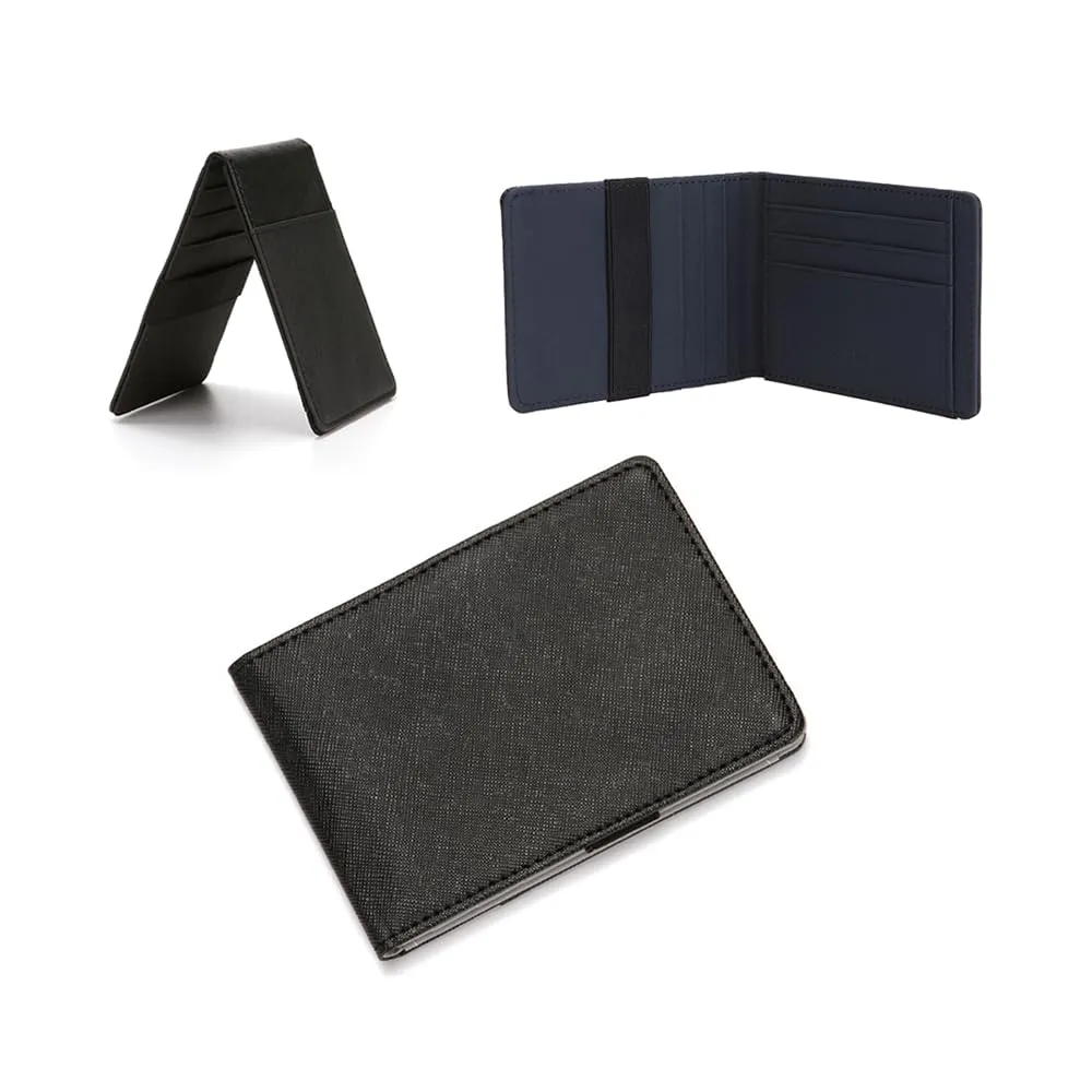 RisePlus FermaSoldi,Porta Carte Credito da Uomo Donna,in Pelle Alta Qualità con Protezione RFID,Portafoglio Slim Bifold(Blu) - immagine 1