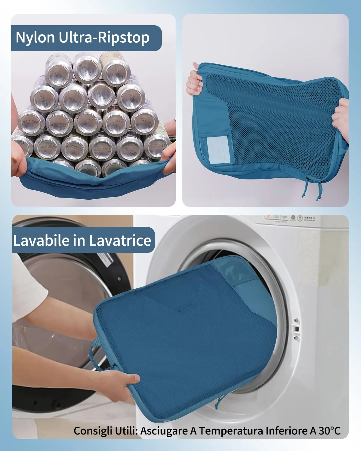 ECOHUB 4 Pezzi Organizer Valigie Salvaspazio a Compressione, Packing Cubes - immagine 4
