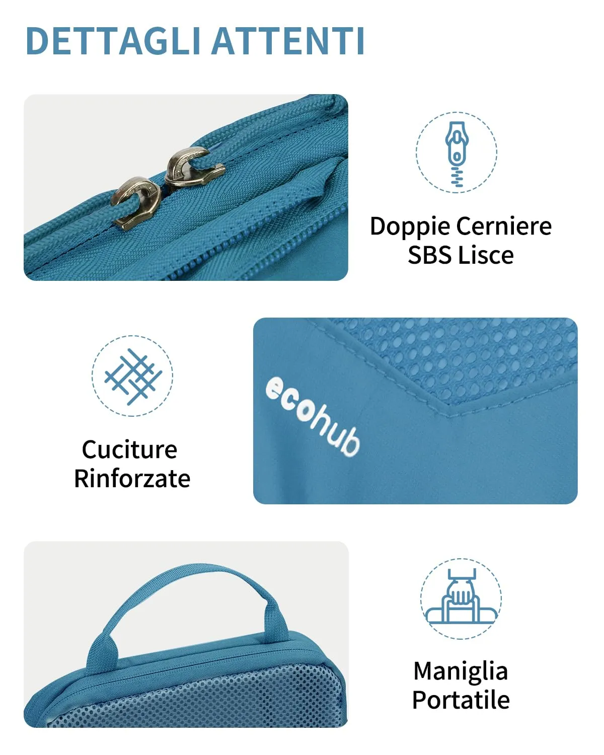 ECOHUB 4 Pezzi Organizer Valigie Salvaspazio a Compressione, Packing Cubes - immagine 7