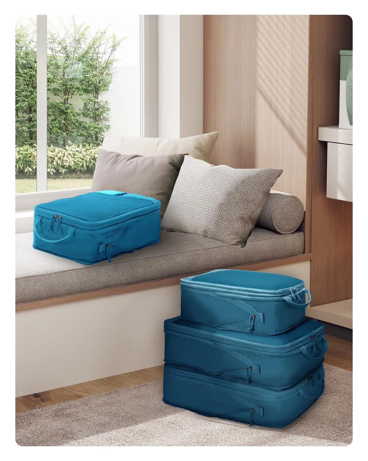 ECOHUB 4 Pezzi Organizer Valigie Salvaspazio a Compressione, Packing Cubes - immagine 9