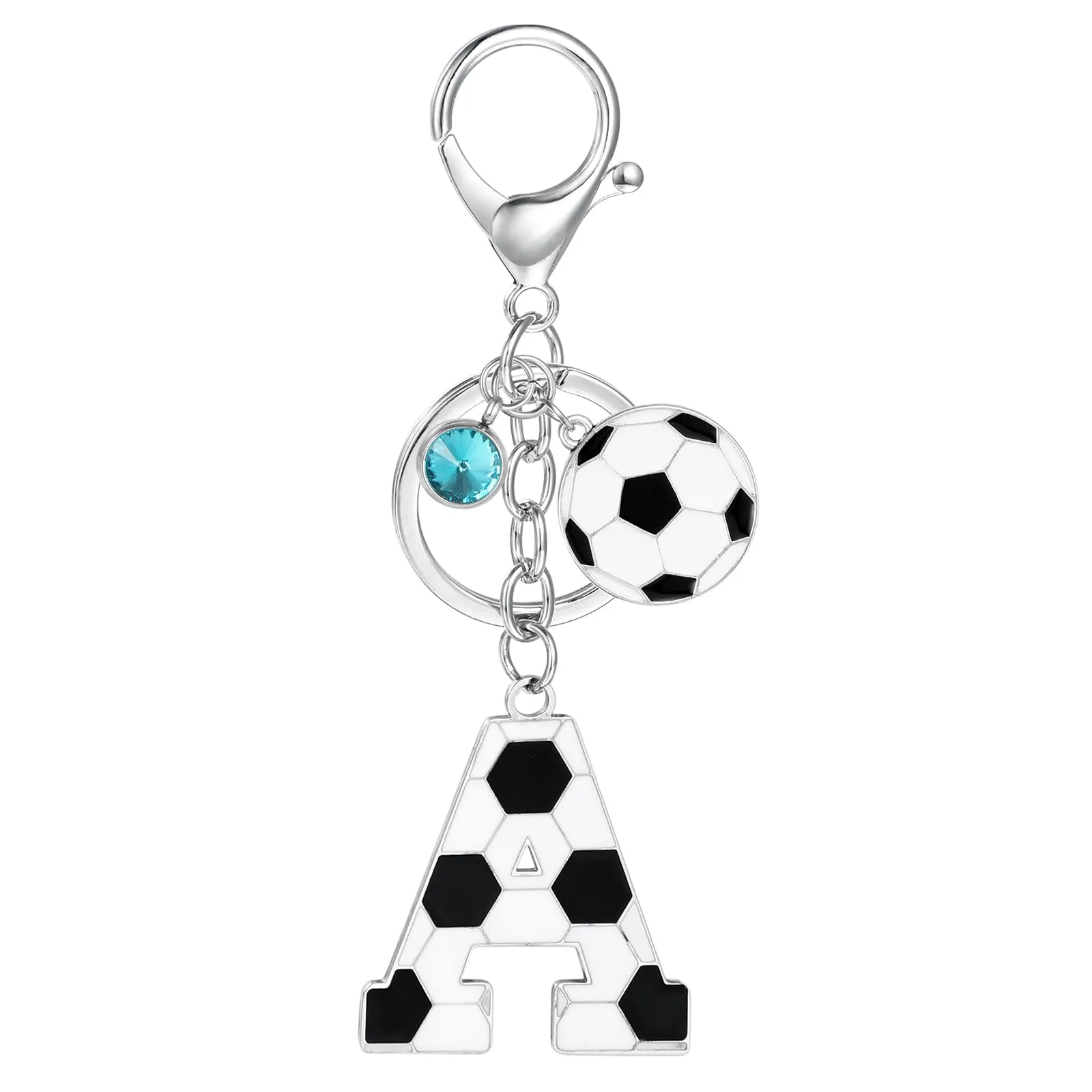 MWOOT Portachiavi Lettera Iniziale con Ciondoli Calcio, Charms Alfabeto Sport Regalo Amanti Borse Zaino - immagine 1