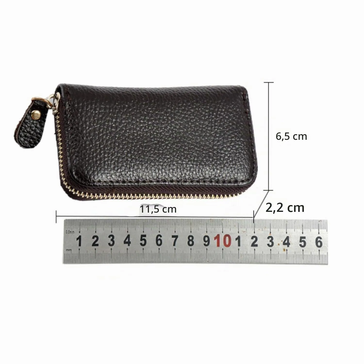 QIUPFGUT Portachiavi in Pelle, Borsellino Portachiavi, Porta Carte, Portafoglio per Banconote, Tasca per Chiavi Auto con Cerniera (Marrone) - immagine 2