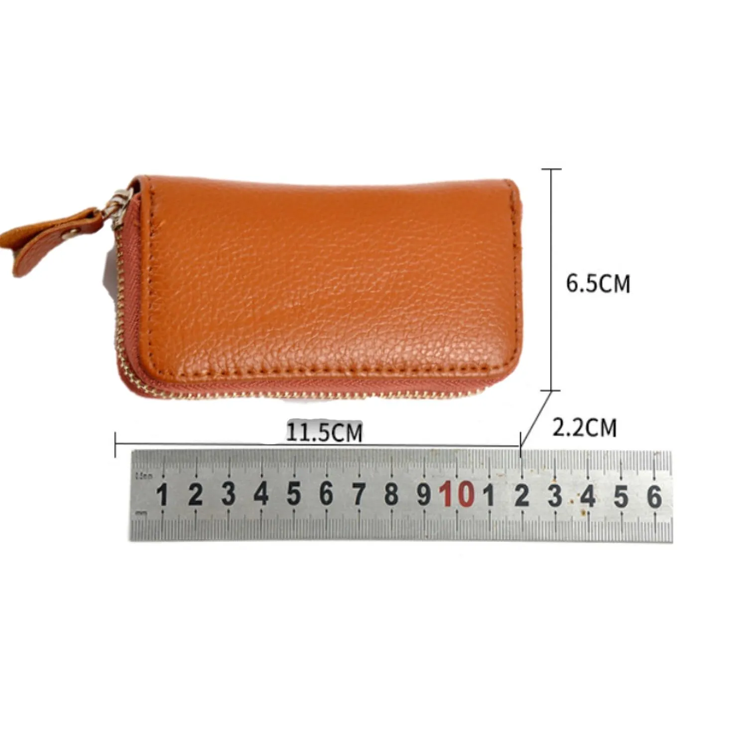 Portachiavi in Pelle, Borsellino Portachiavi, Porta Carte, Portachiavi in Pelle Per Uomo e Donna, 6 Ganci per Chiavi, Portafoglio per Banconote, Tasca per Chiavi Auto Con Cerniera (Giallo scuro) - immagine 2