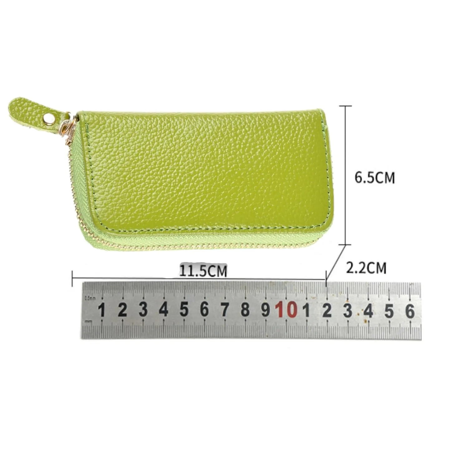 QIUPFGUT Portachiavi in Pelle, Borsellino Portachiavi, Porta Carte, Portachiavi in Pelle Per Uomo e Donna, 6 Ganci per Chiavi, Portafoglio per Banconote, Tasca per Chiavi Auto Con Cerniera (Verde) - immagine 2