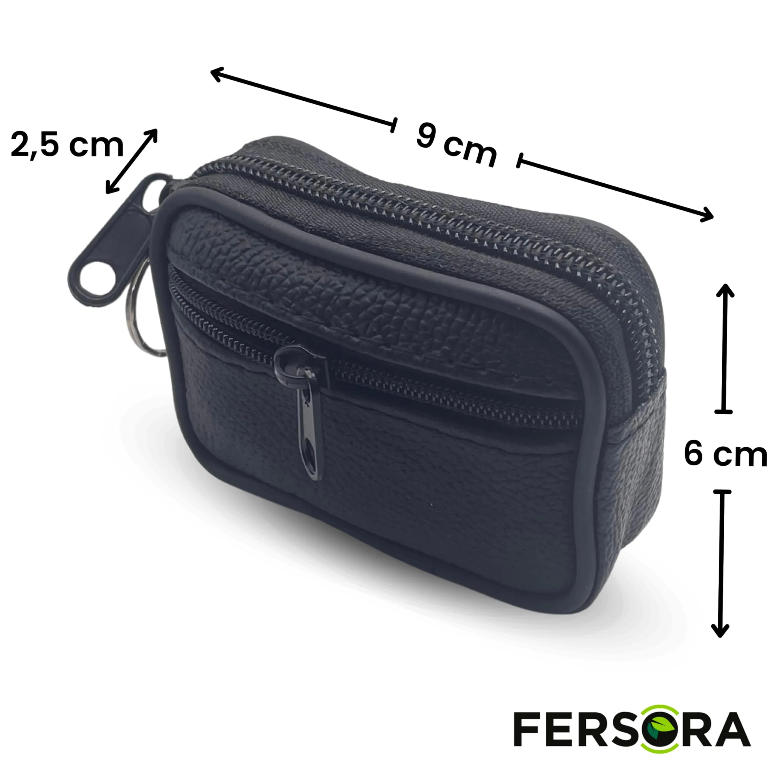 Fersora MiniPortafoglio Uomo Con Monete in Pelle, Cerniera, Portachiavi e Porta Documenti - Travel Wallet - immagine 2