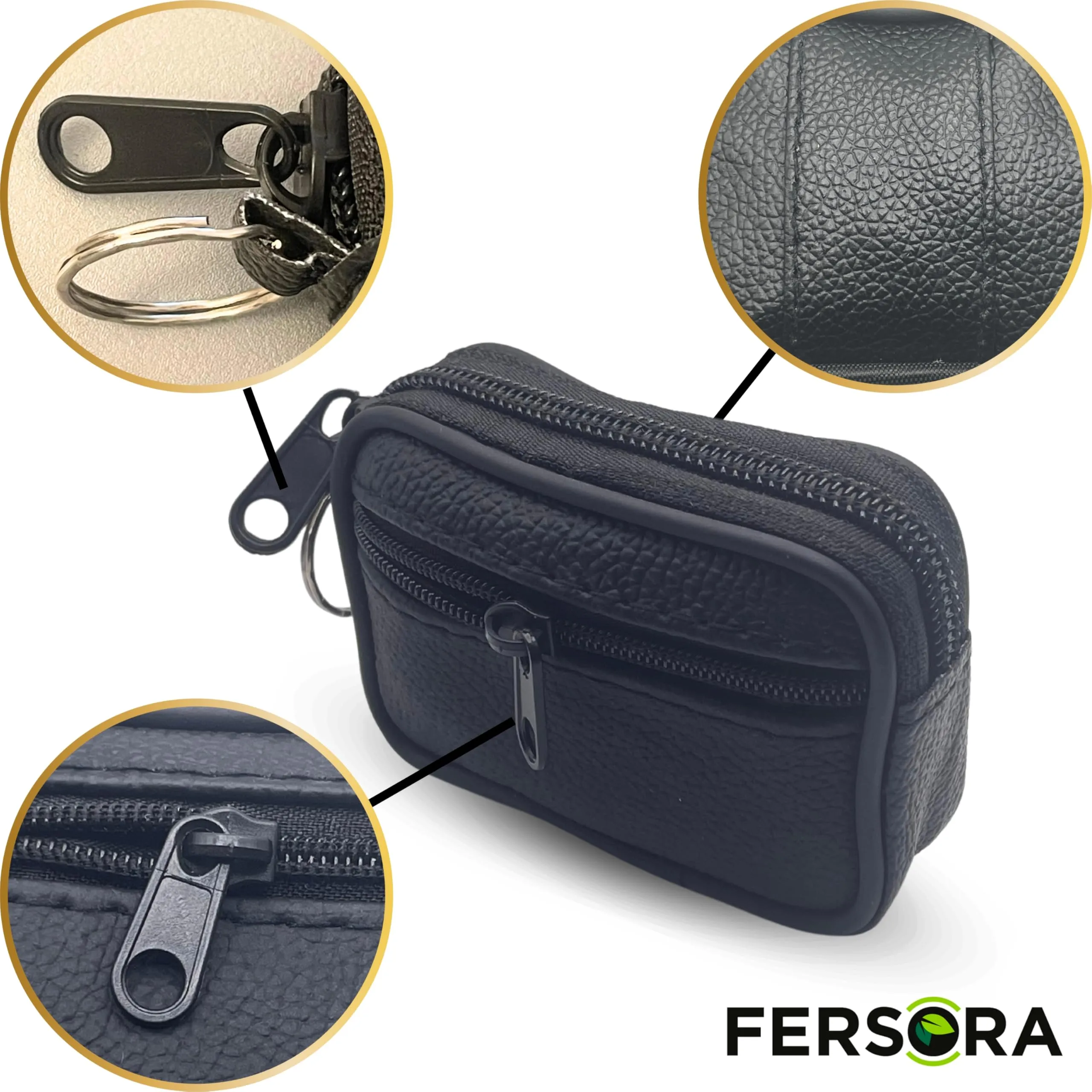 Fersora MiniPortafoglio Uomo Con Monete in Pelle, Cerniera, Portachiavi e Porta Documenti - Travel Wallet - immagine 3