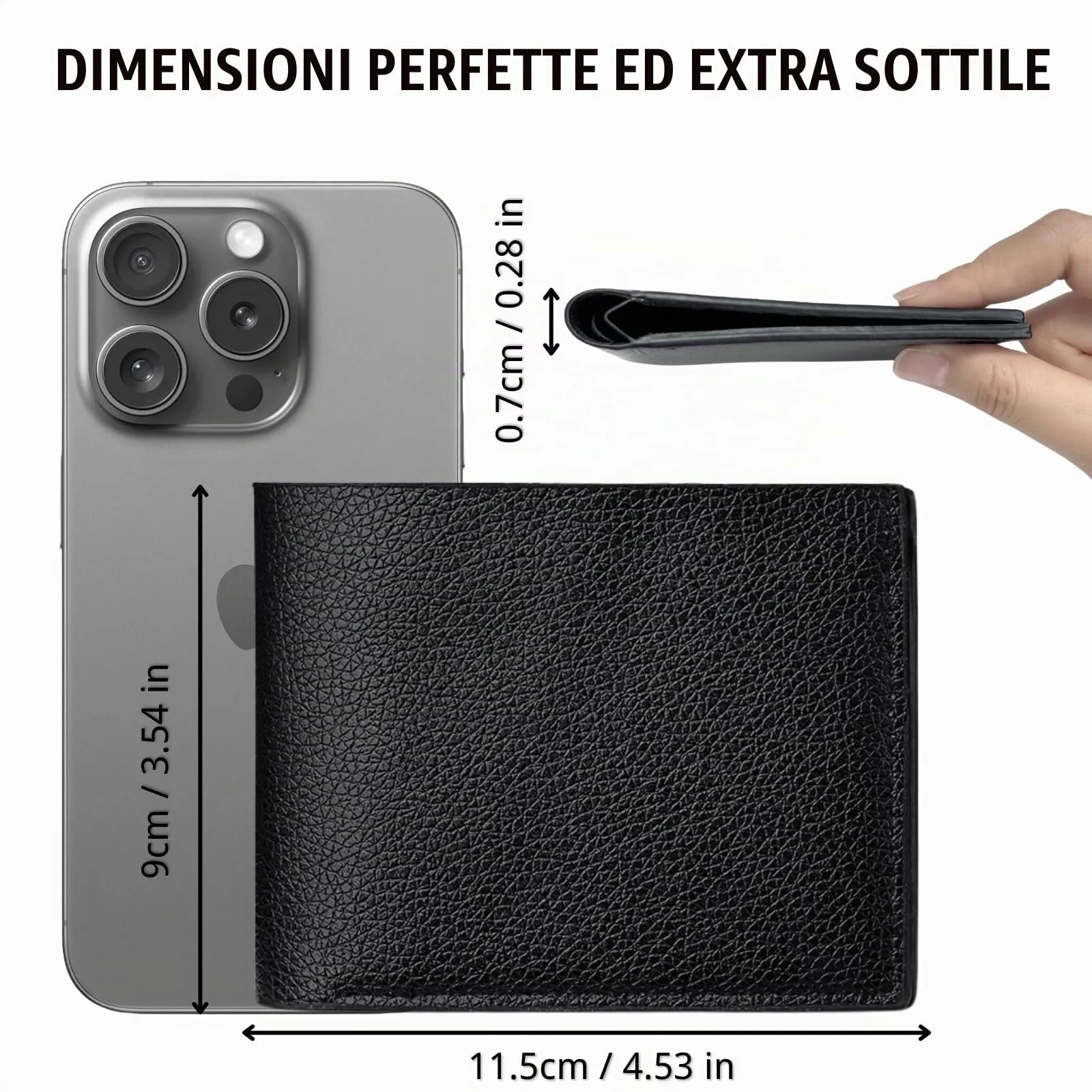 LUFFLOK Portafoglio Slim in Pelle PU, Portafoglio Nero per Porta Carte - immagine 2