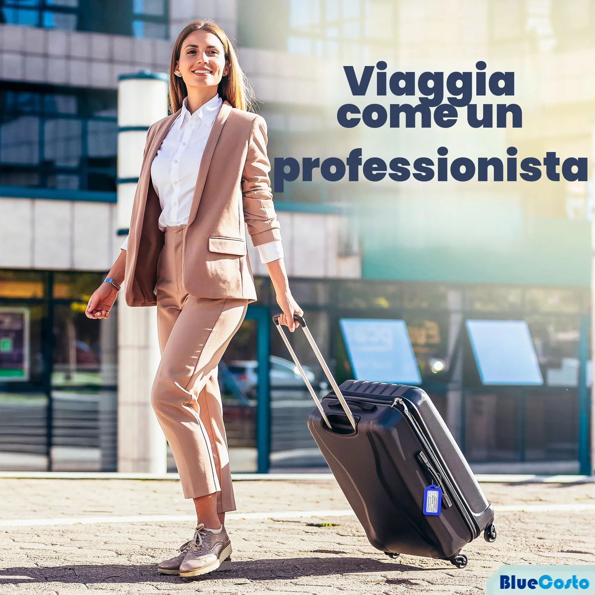 BlueCosto - Tag bagagli - Blu, 50 pacchi - Etichetta valigia da viaggio con scheda ID nome e Anelli in filo metallo metallico pesante - immagine 3