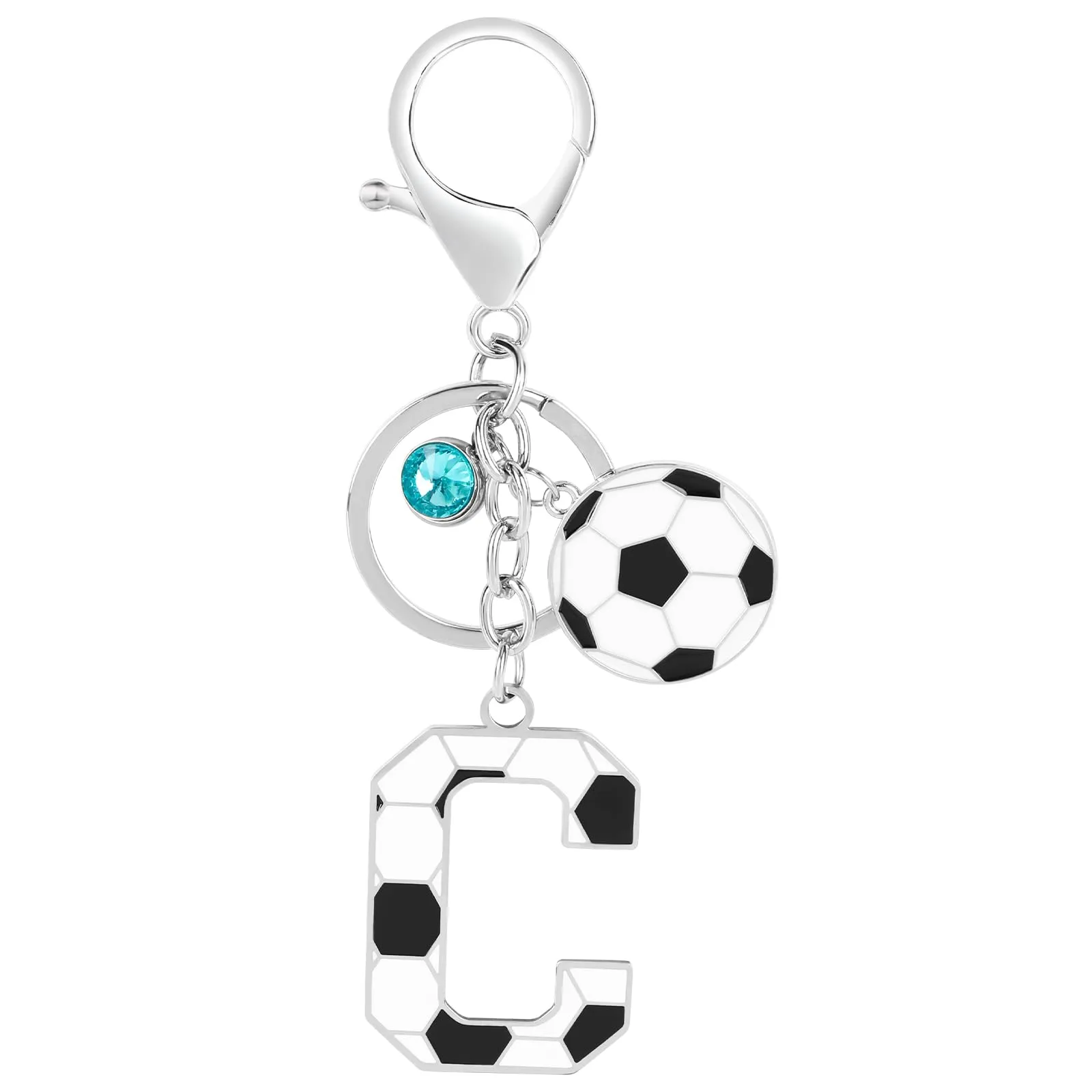 MWOOT Portachiavi Calcio Lettera Iniziale Alfabeto Ciondoli Sport Regalo Amanti Calcio Charms Borse Zaino Accessori - immagine 1