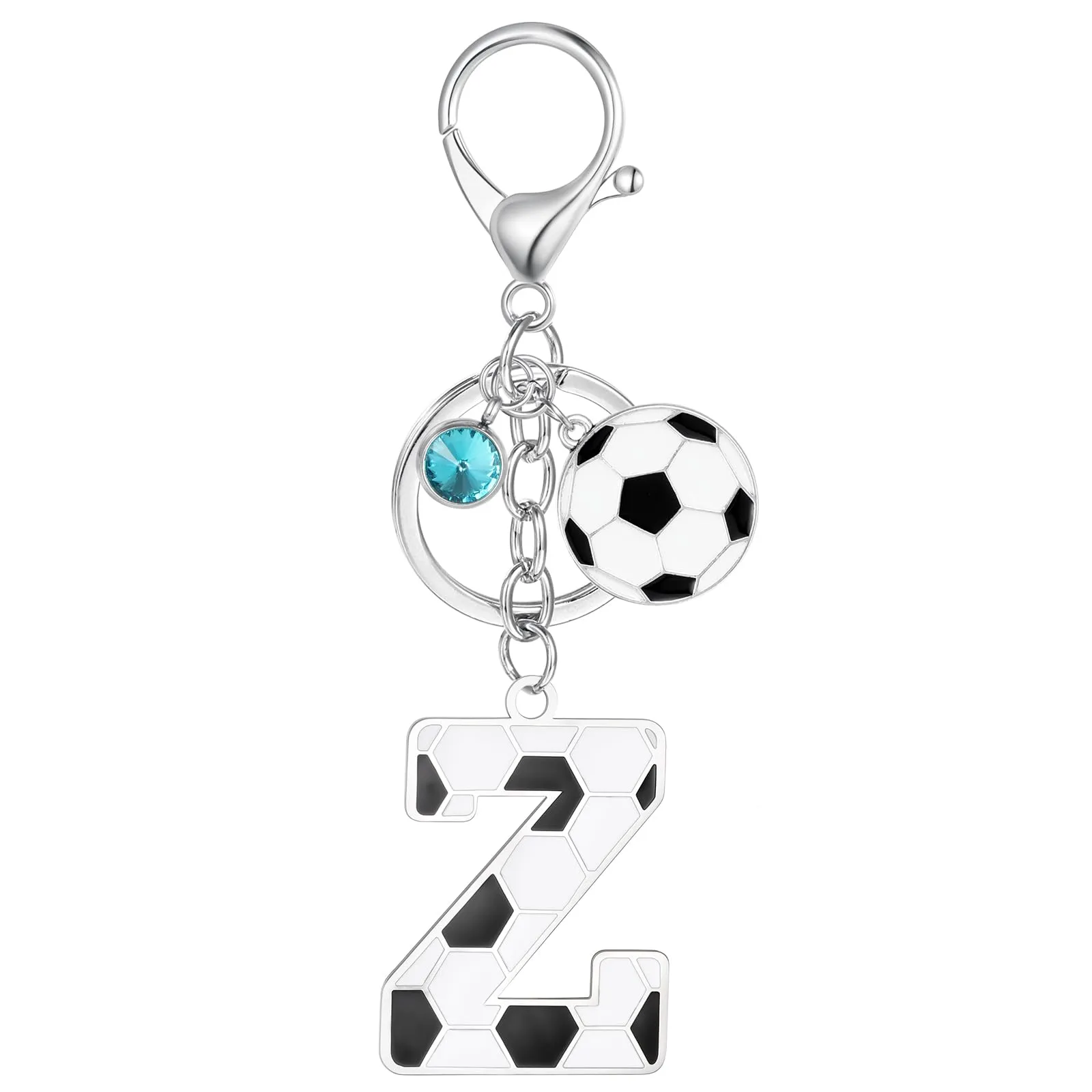 MWOOT Portachiavi Calcio Lettera Iniziale, Portachiavi Alfabeto con Ciondoli a Calcio, Portachiavi Sport Regalo Calcio per Amanti del Calcio, Charms per Borse Zaino Accessori(Z) - immagine 1