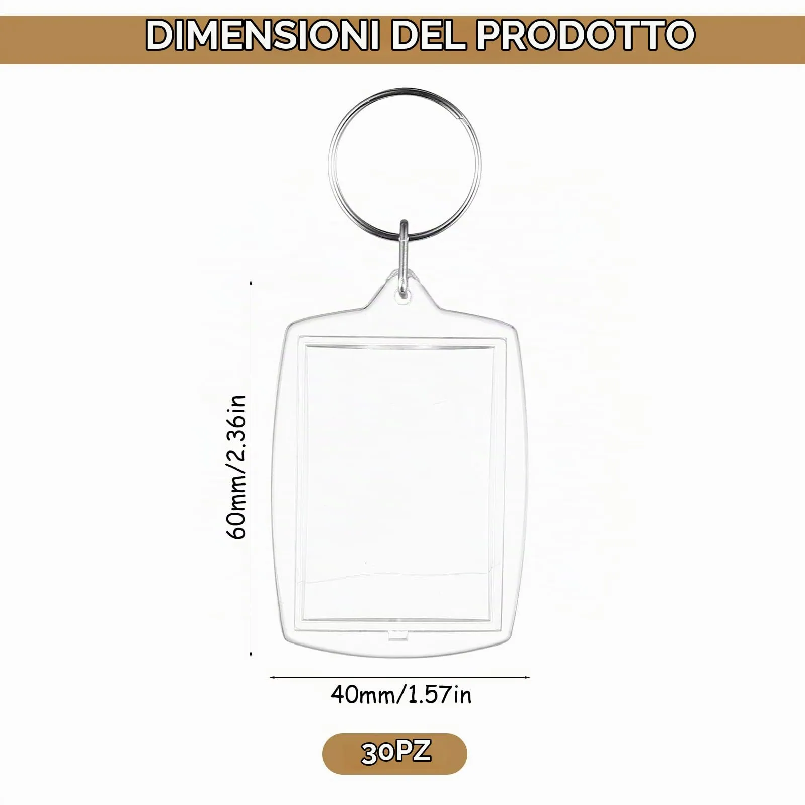30 PzPortachiavi Foto Acrilico, Portachiavi Trasparente, Portachiavi con Foto Trasparenti in Acrilico con Anelli per Fai Da Te Artigianato Famiglia Amici Regali Fotografico (rettangoli arrotondati) - immagine 2