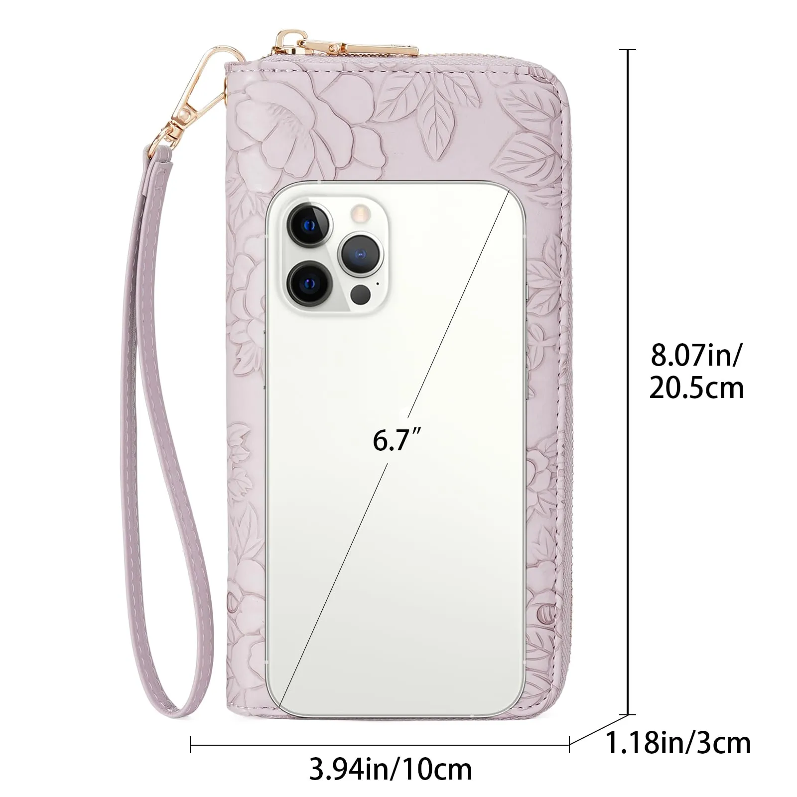 GAEKEAO Portafoglio Donna Grande, Portamonete in Pelle Capiente con Blocco RFID, Portafogli Donna Con Cinturino da Polso Rimovibile e Tasca Portamonete con Cerniera - immagine 4