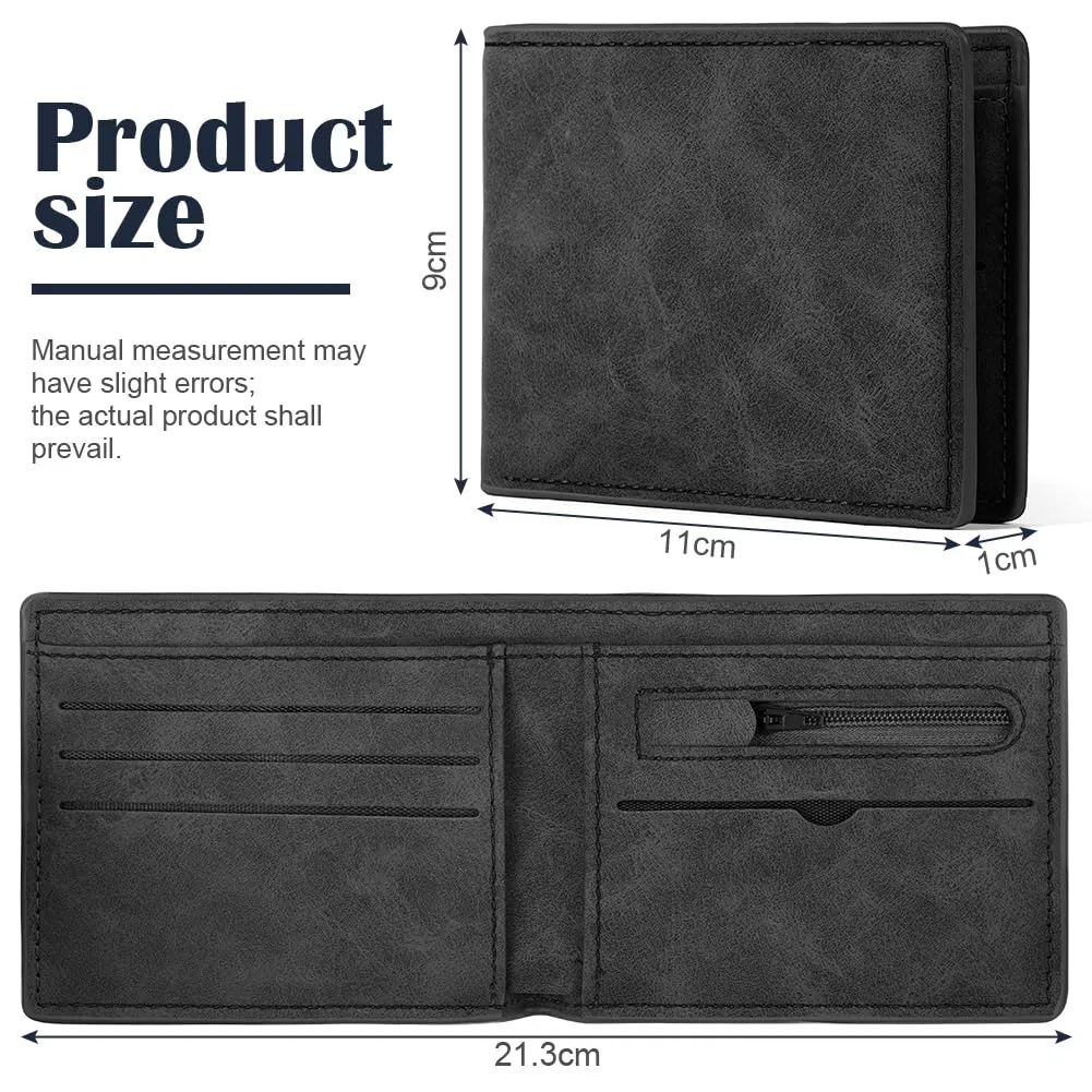Vicloon Portafoglio Uomo con Portacarte, Porta Portafoglio Piccolo Carte in Pelle PU, con Scomparti per Banconote, Tasca Portamonete e Finestra ID, per Lavoro, Uso Quotidiano o Viaggi, Nero - immagine 2