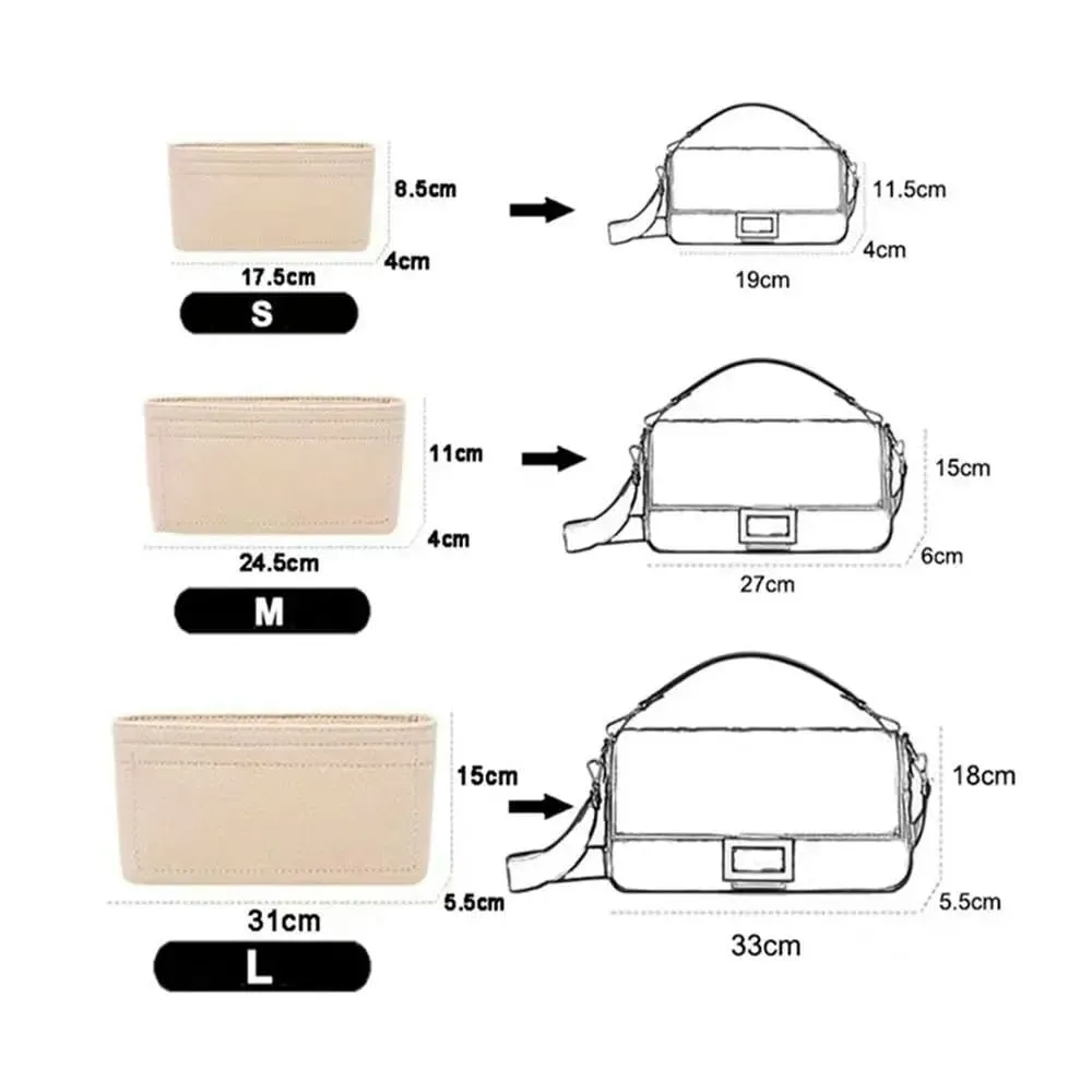 LIUXIN 1 pz. Organizer per Borsa Multitasche per Baguette, Borsa Interna, Fodera in Feltro, Organizer per Borsa, Borse per Cosmetici. - immagine 6