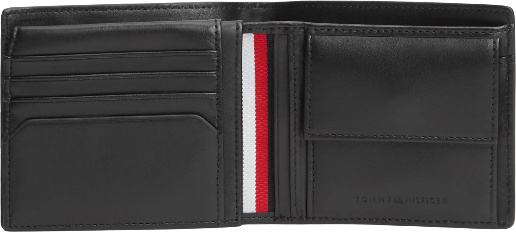 Tommy Hilfiger Uomo Borsello Central Flap And Coin in Pelle, Nero (Black), Taglia Unica - immagine 6