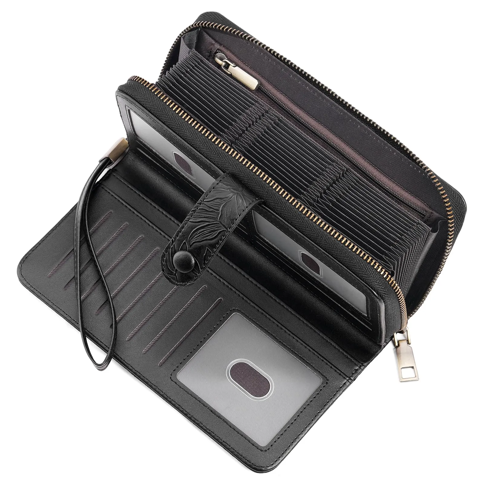 SENDEFN Portafoglio Donna Grande Capacità, Elegante Portamonete Donna Lungo, Porta Tessere Blocco RFID con Cerniera e Multi Card Slots Adatto per Cellulare - immagine 2