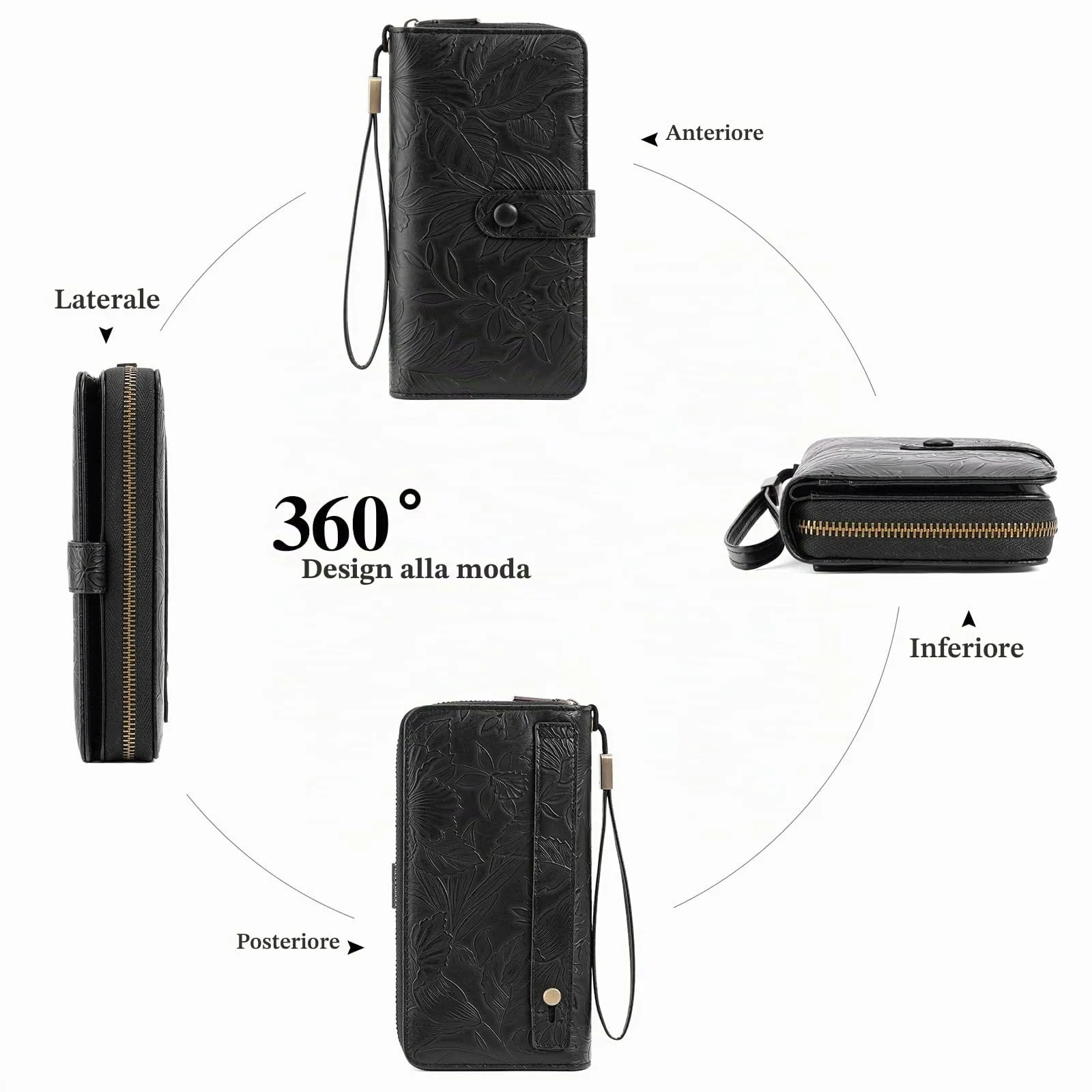 SENDEFN Portafoglio Donna Grande Capacità, Elegante Portamonete Donna Lungo, Porta Tessere Blocco RFID con Cerniera e Multi Card Slots Adatto per Cellulare - immagine 7