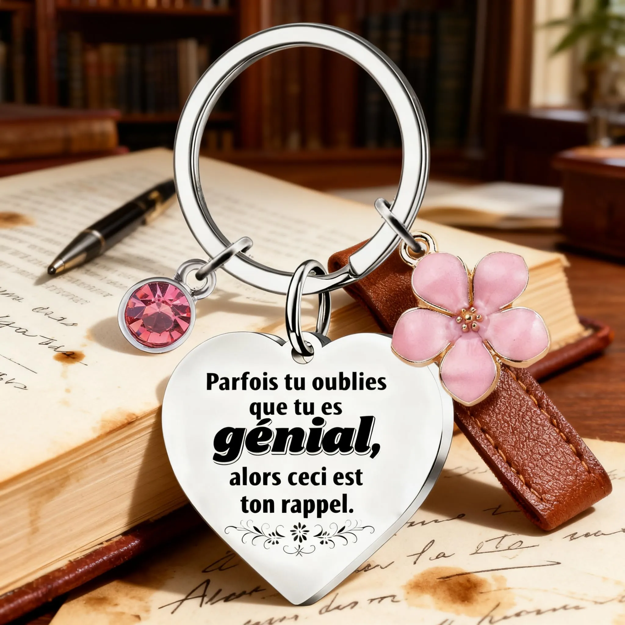 Regalo per le donna, portachiavi da donne, regalo di ringraziamento per Natale, compleanno, per fidanzata, moglie, migliore amica, colleghi, regalo di Natale segreto di Babbo Natale (Français) - immagine 4