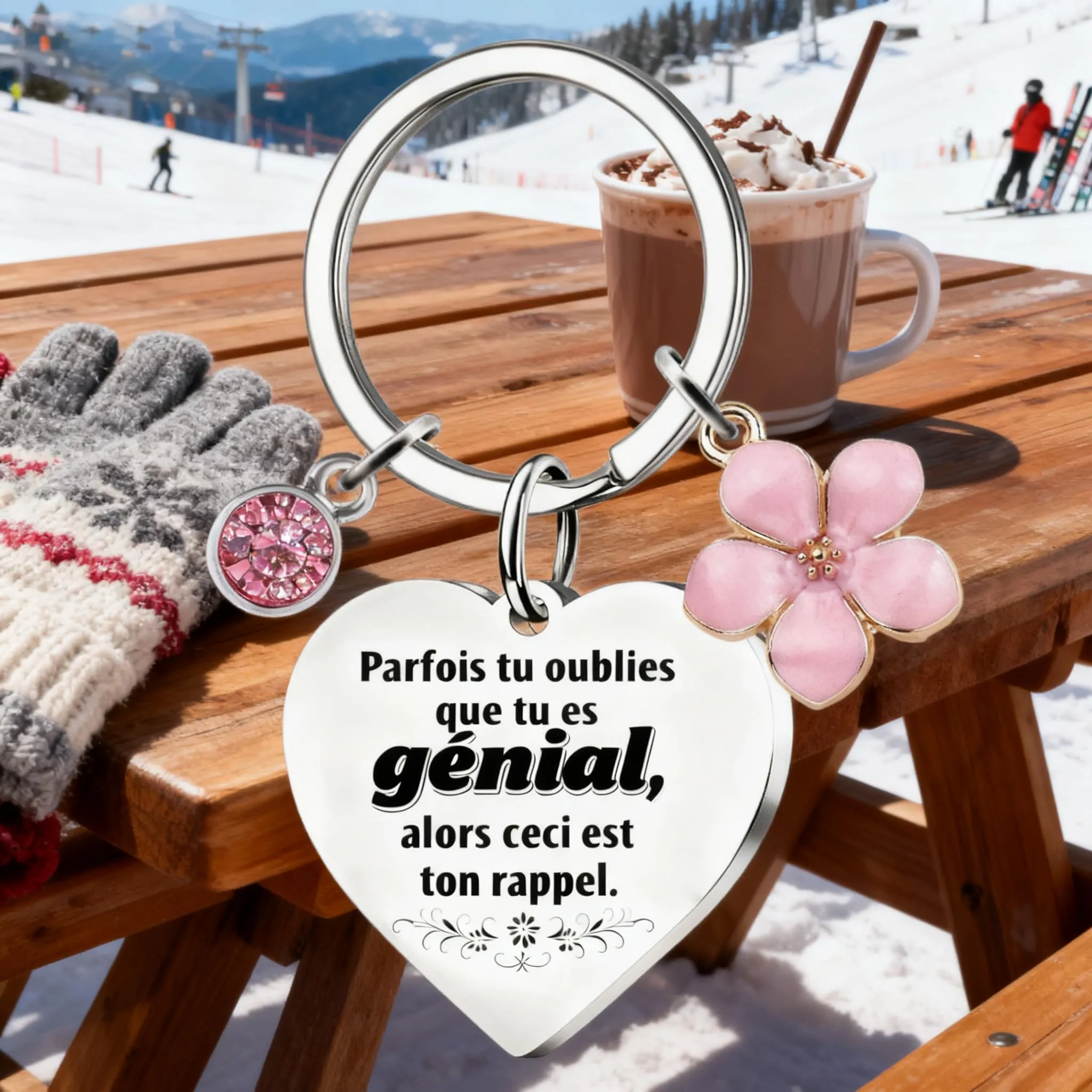 Regalo per le donna, portachiavi da donne, regalo di ringraziamento per Natale, compleanno, per fidanzata, moglie, migliore amica, colleghi, regalo di Natale segreto di Babbo Natale (Français) - immagine 8