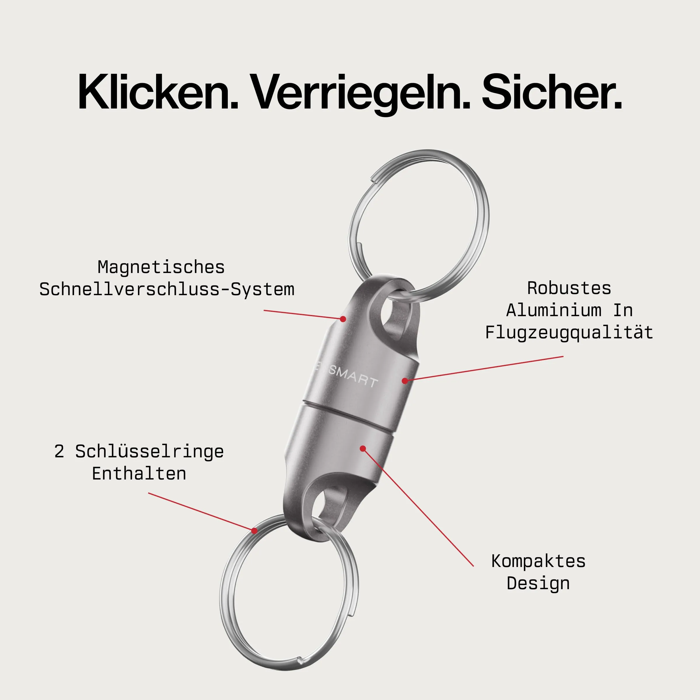KeySmart MagConnect - Portachiavi magnetico per borsa, portachiavi per chiavi dell'auto - Portachiavi a sgancio rapido con anello per chiavi staccabile, 6 Pack - immagine 2