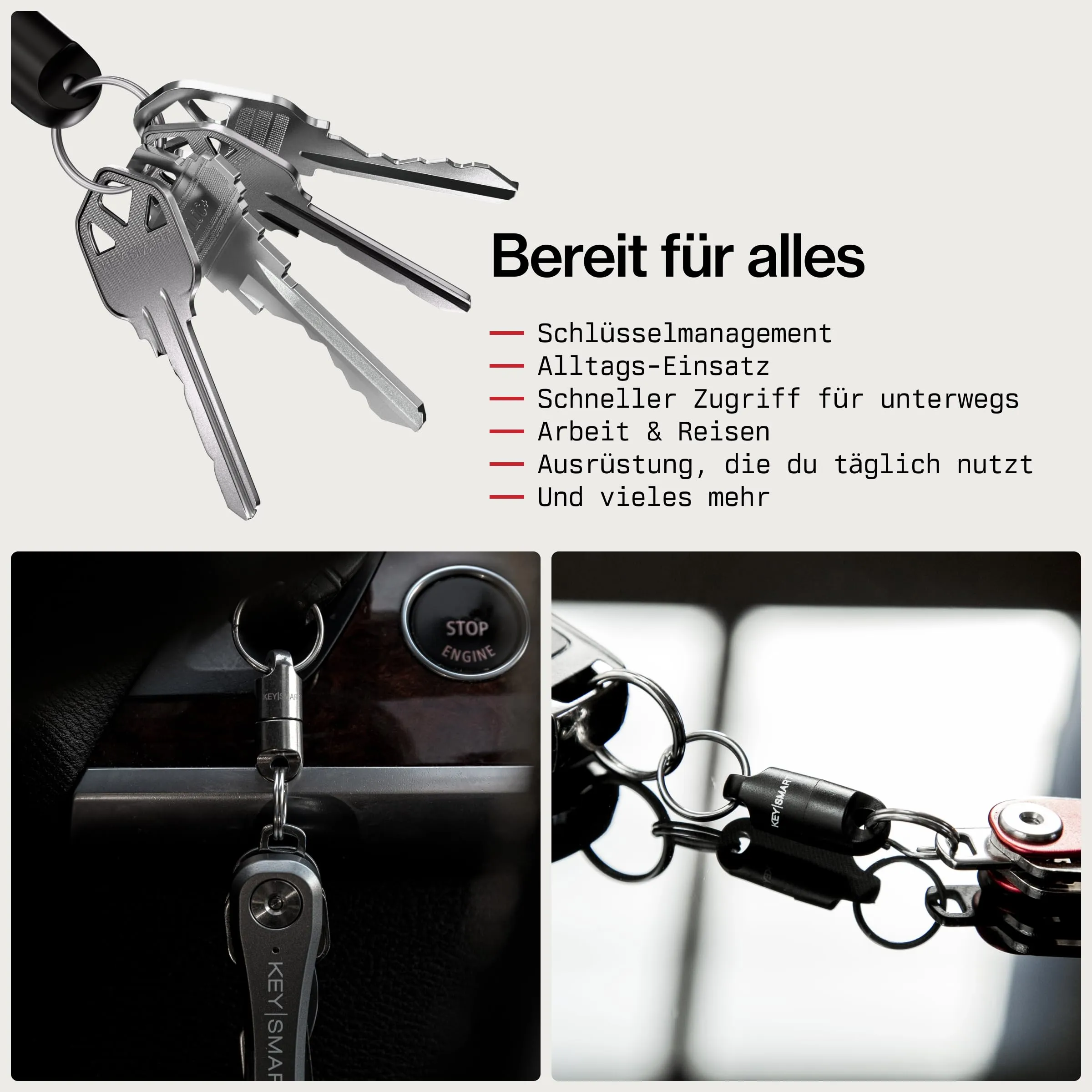 KeySmart MagConnect - Portachiavi magnetico per borsa, portachiavi per chiavi dell'auto - Portachiavi a sgancio rapido con anello per chiavi staccabile, 6 Pack - immagine 3