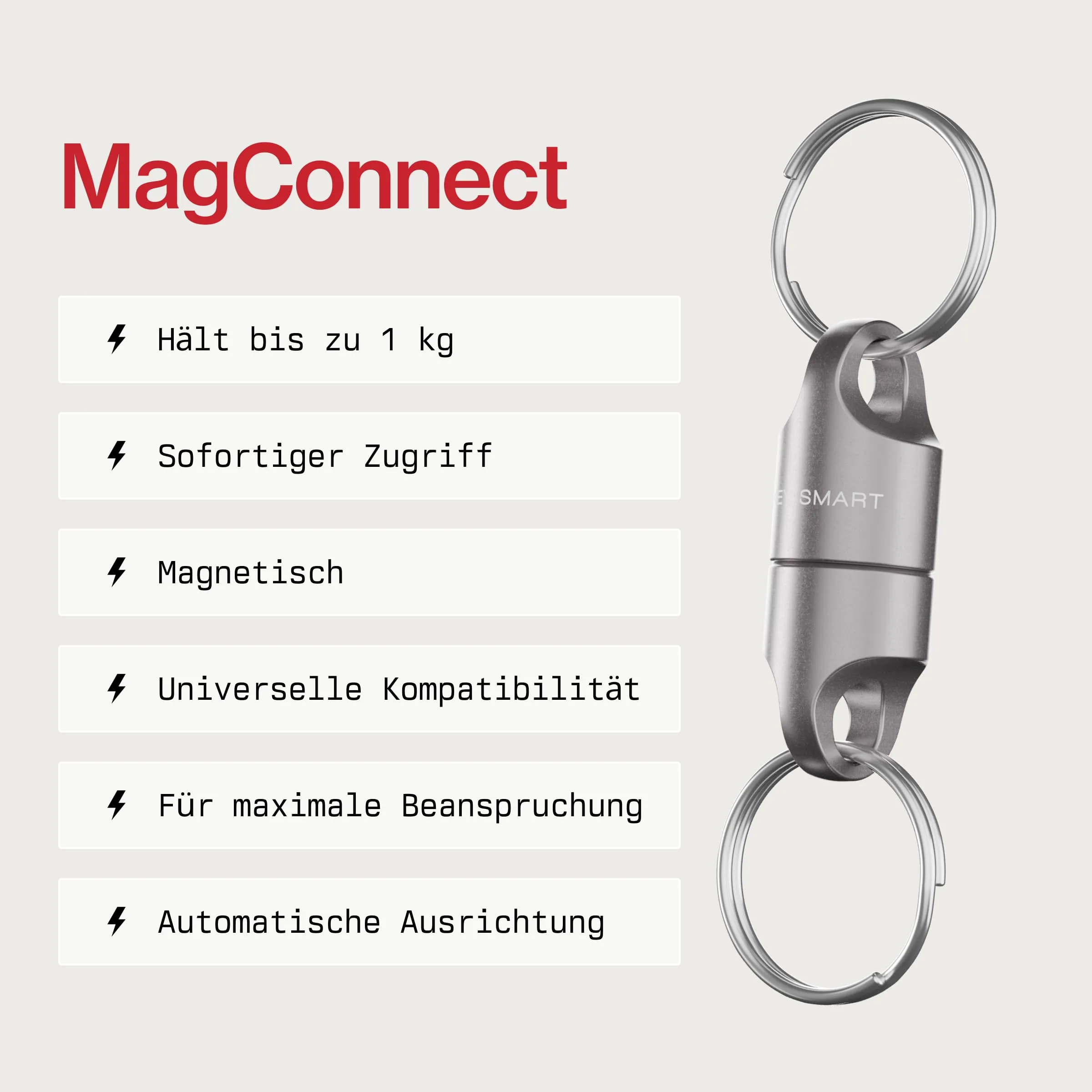 KeySmart MagConnect - Portachiavi magnetico per borsa, portachiavi per chiavi dell'auto - Portachiavi a sgancio rapido con anello per chiavi staccabile, 6 Pack - immagine 8