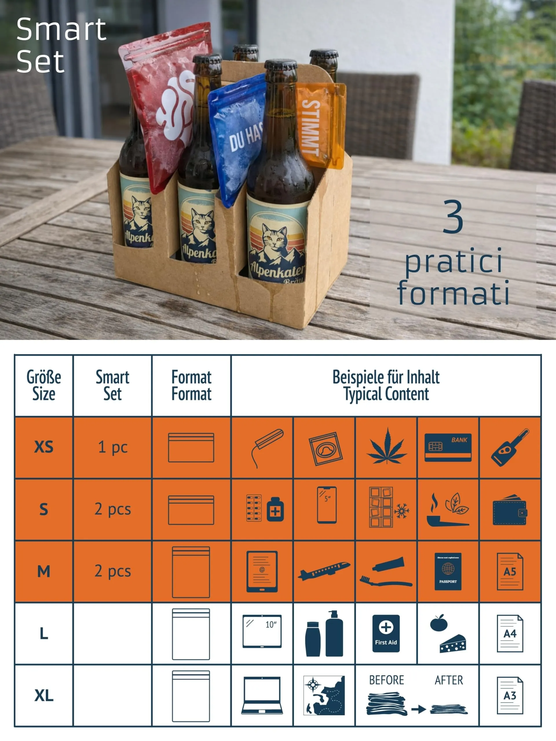 Noaks Bags, set da 5 sacchetti impermeabili (IPX8), antiodore, SMART SET - immagine 7