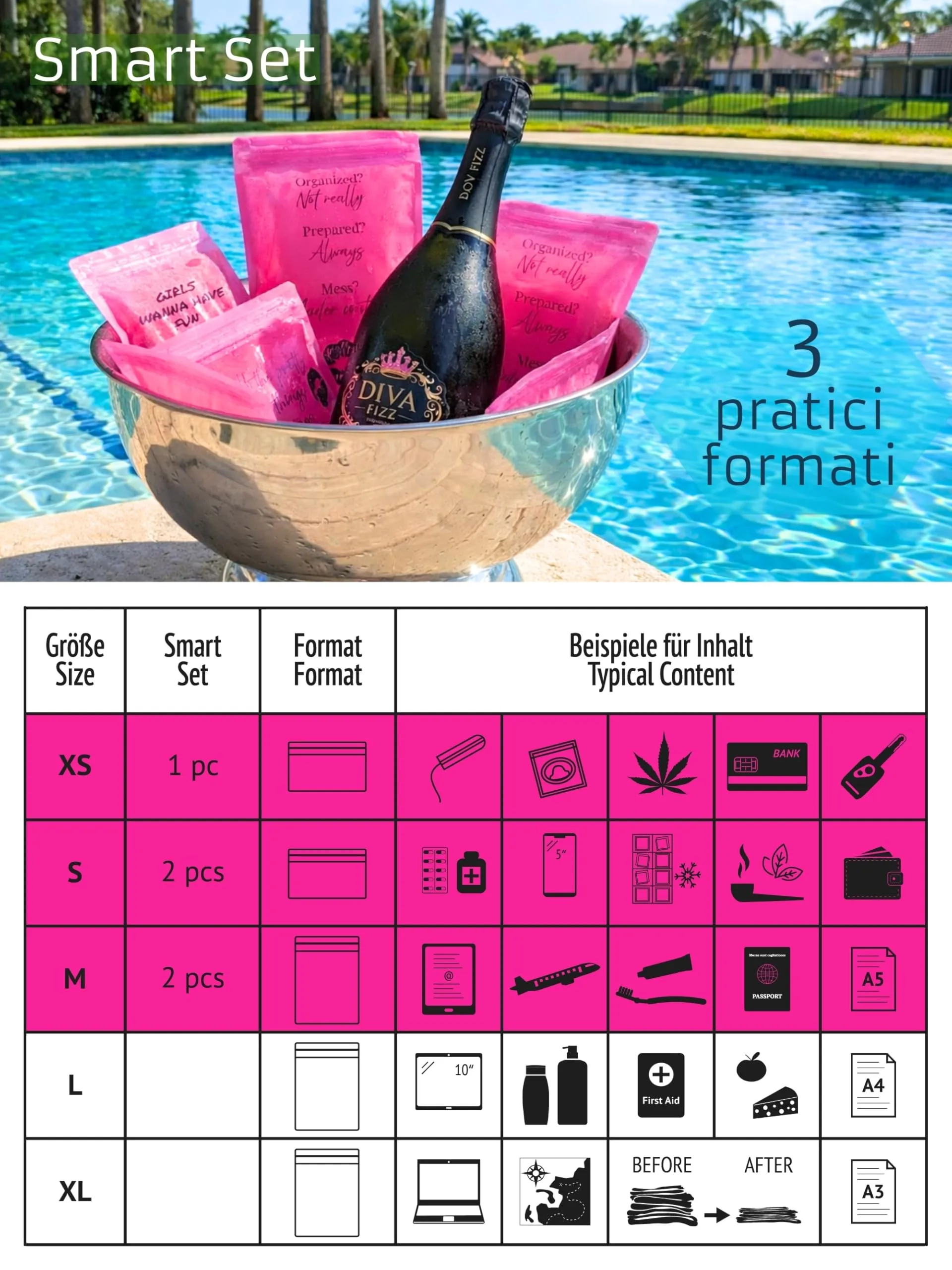 Noaks Bags, set da 5 sacchetti impermeabili (IPX8), antiodore, SMART SET - immagine 7