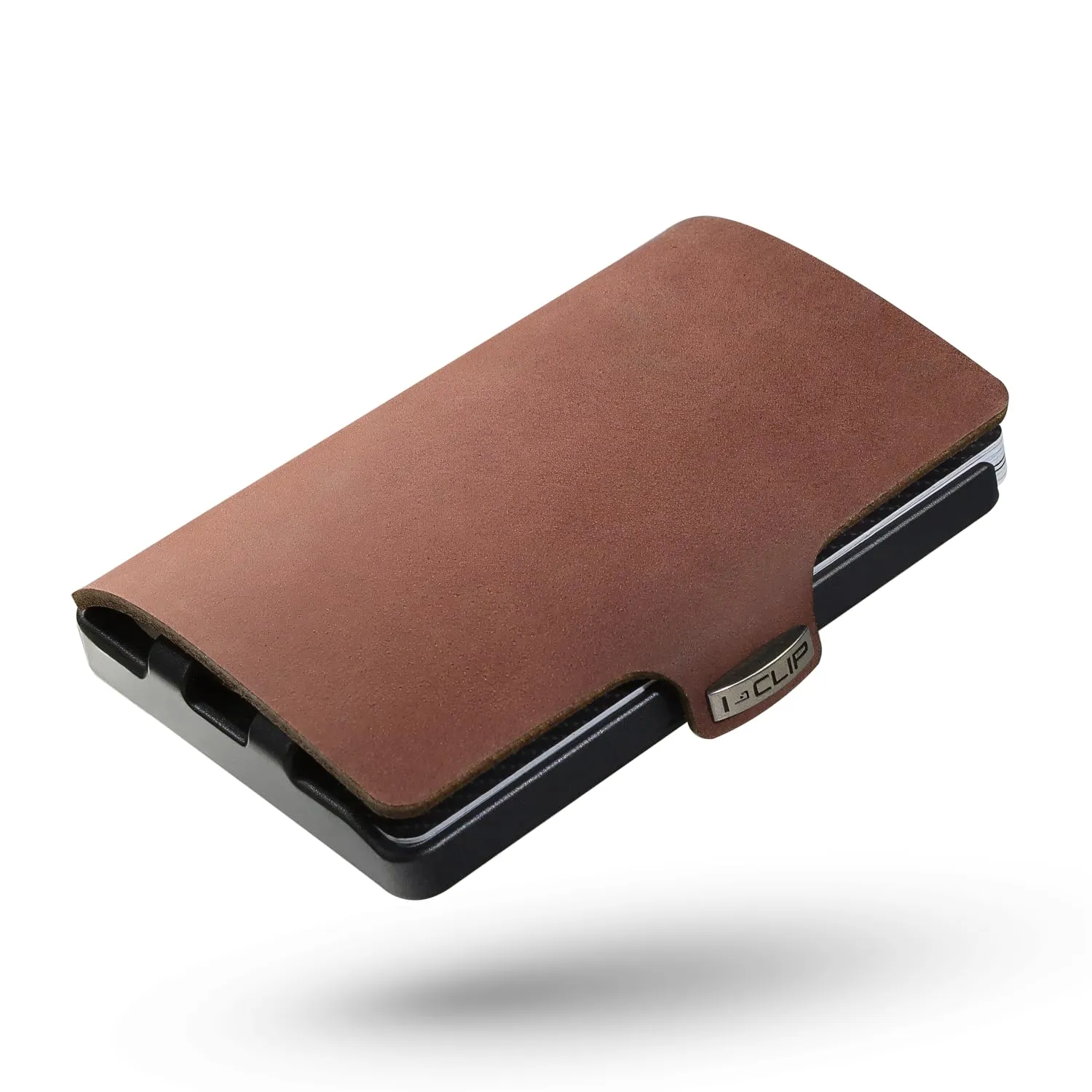 I-CLIP Original Portafoglio Uomo Slim Banconote, Mini Wallet fino a 12 Carte, Pelle Liscia Nero, Telaio Nero - immagine 1