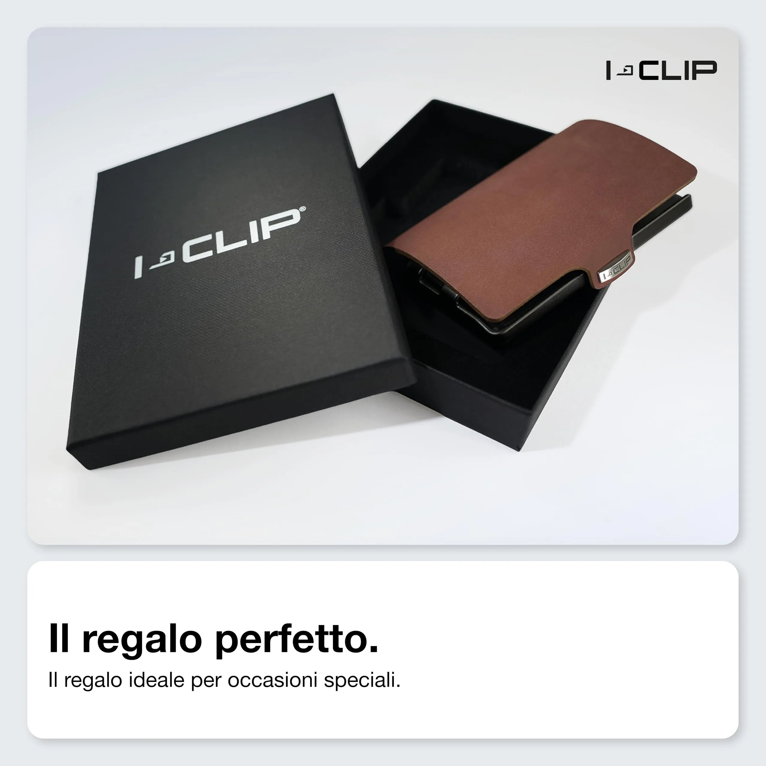 I-CLIP Original Portafoglio Uomo Slim Banconote, Mini Wallet fino a 12 Carte, Pelle Liscia Nero, Telaio Nero - immagine 5