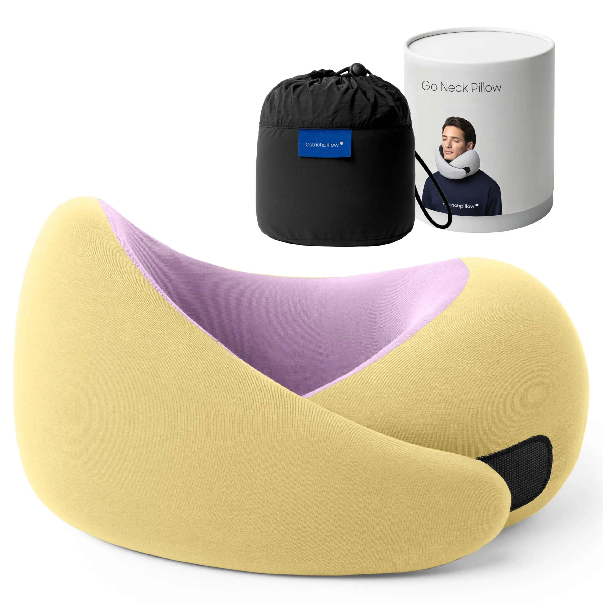 Ostrichpillow Go Neck Pillow - Cuscino da Viaggio in Memory Foam, Design Ergonomico a 360º, Lati Asimmetrici, Borsa da Viaggio Inclusa, Fodera Lavabile in Modal - immagine 1