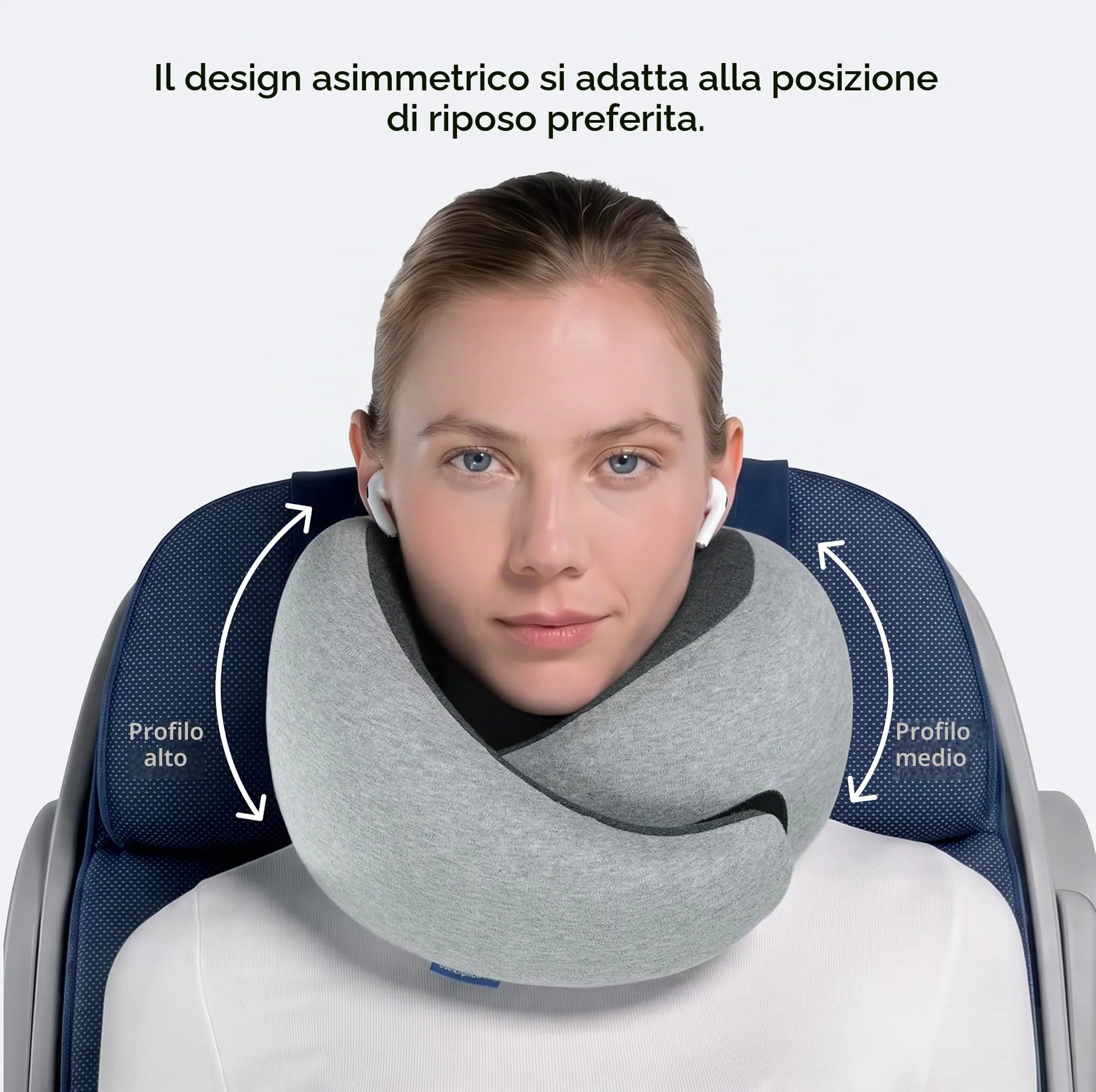 Ostrichpillow Go Neck Pillow - Cuscino da Viaggio in Memory Foam, Design Ergonomico a 360º, Lati Asimmetrici, Borsa da Viaggio Inclusa, Fodera Lavabile in Modal - immagine 4