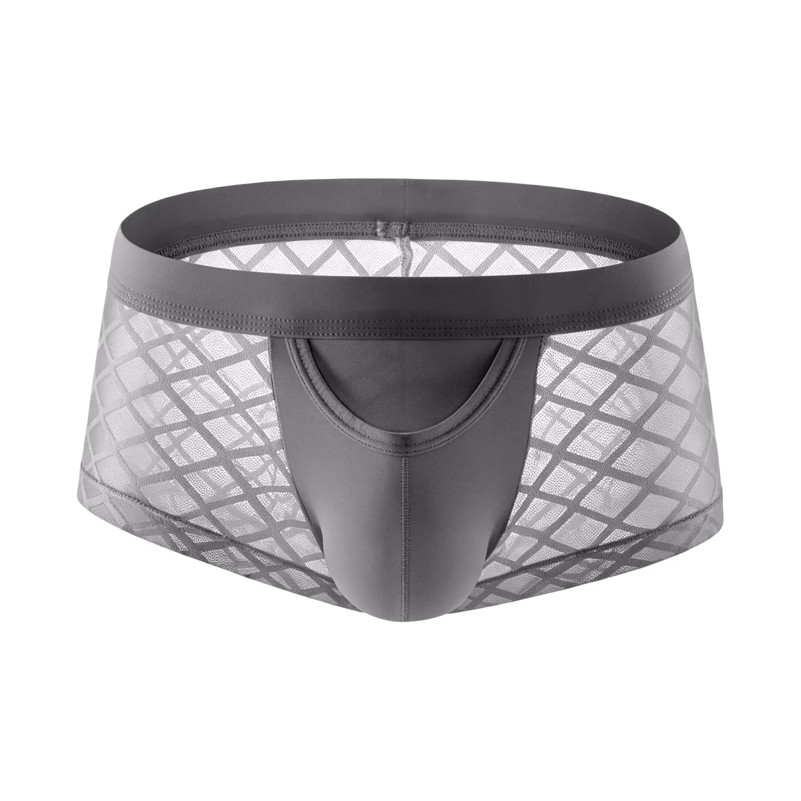 CEWIFO Mutande Uomo Contenitive Post Intervento Inguinale Perizoma Cotone Elasticizzato Slip a Vita Media in Pizzo Tinta Unita Traspirante (Grey, XXXL) - immagine 1